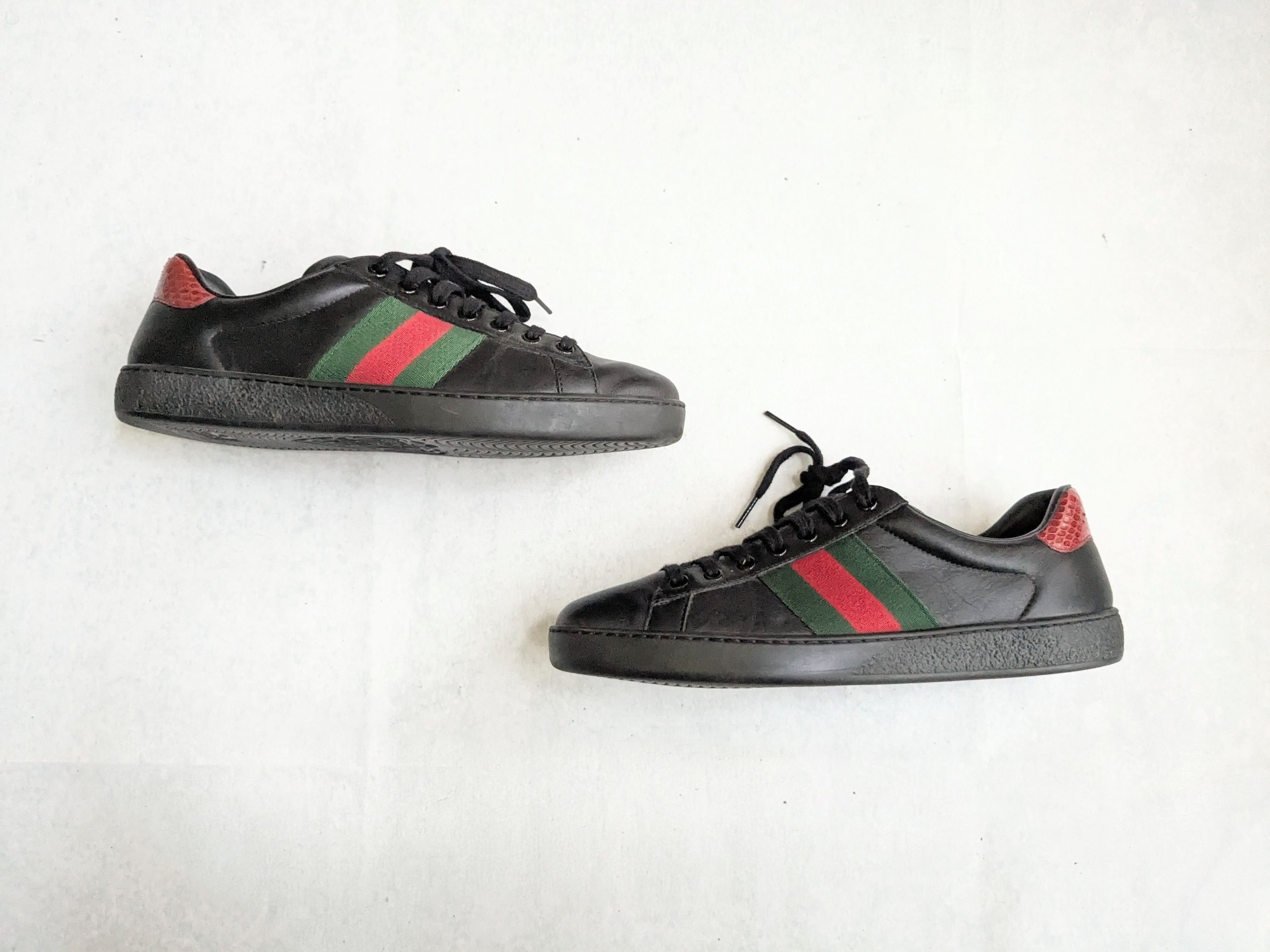Gucci Gucci Ace Sneakers Black 8 Low Tops Leather Size US 8 / EU 41 - 1 Thumbnail