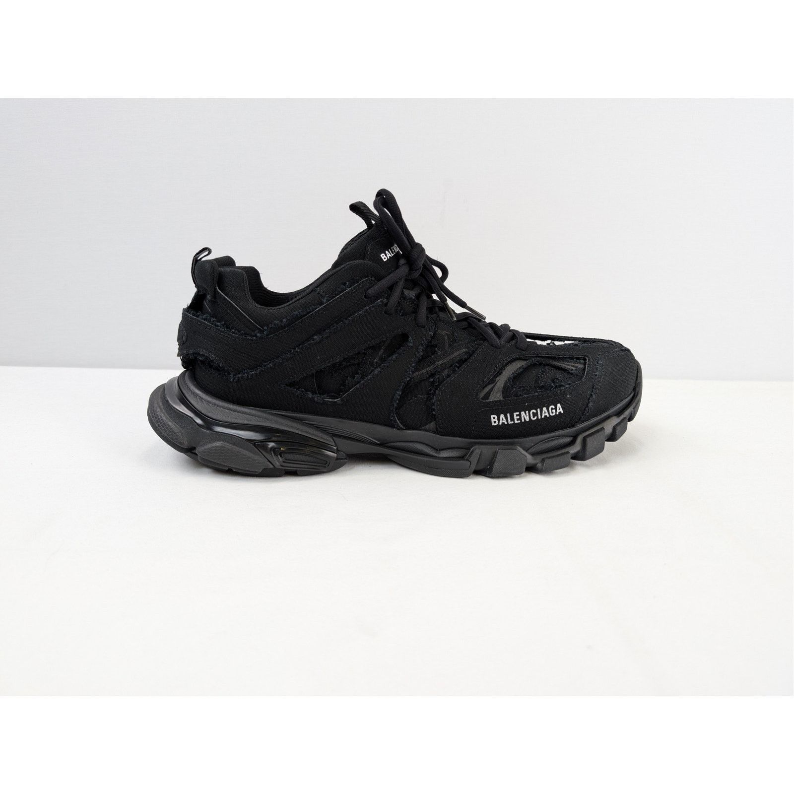 Balenciaga o1rshd1 Destroyed Canvas Track Sneakers in Black Size US 12 / EU 45 - 4 Thumbnail