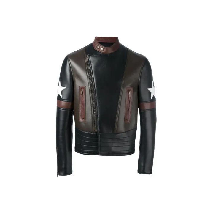Givenchy Givenchy Men's Color-Block Leather Motorcycle Jacket Size US M / EU 48-50 / 2 - 1 Thumbnail