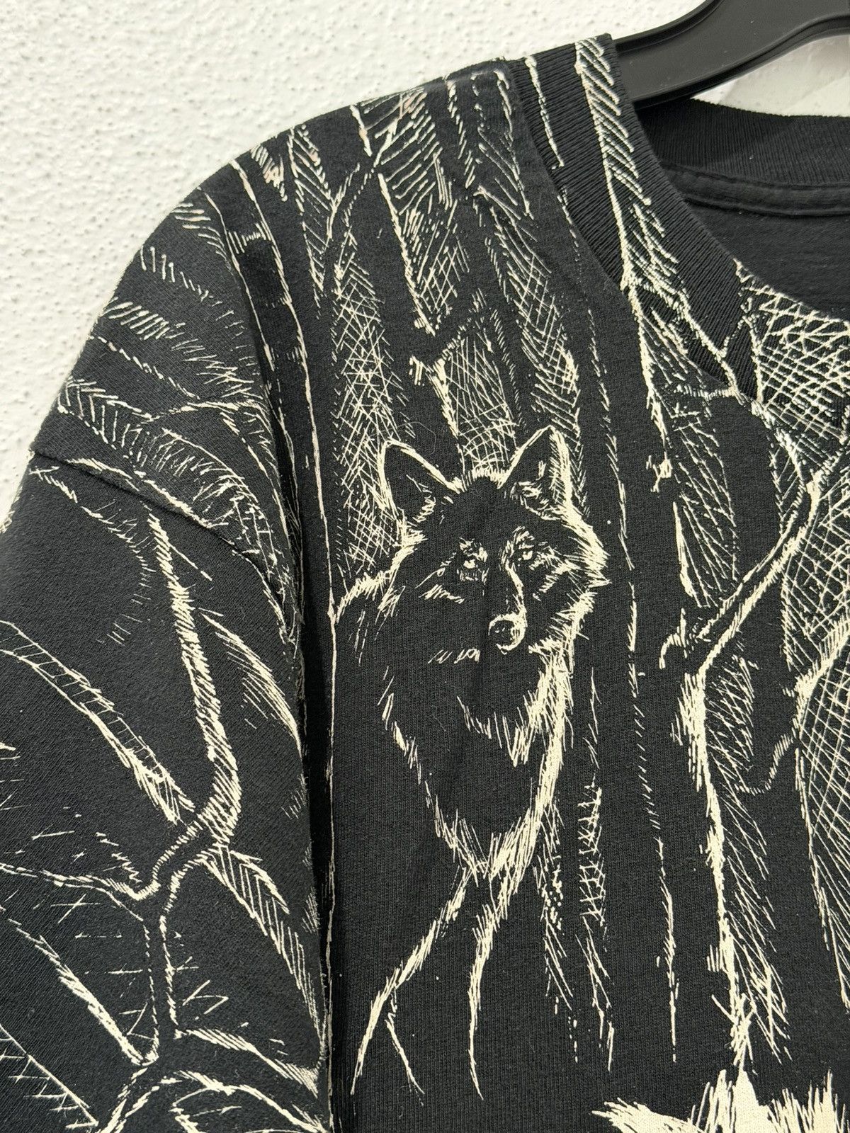 Fruit Of The Loom Vintage 90s Wolves AOP Wolf Pack 1992 Harlequin Lrg USA FOTL Size US L / EU 52-54 / 3 - 3 Thumbnail