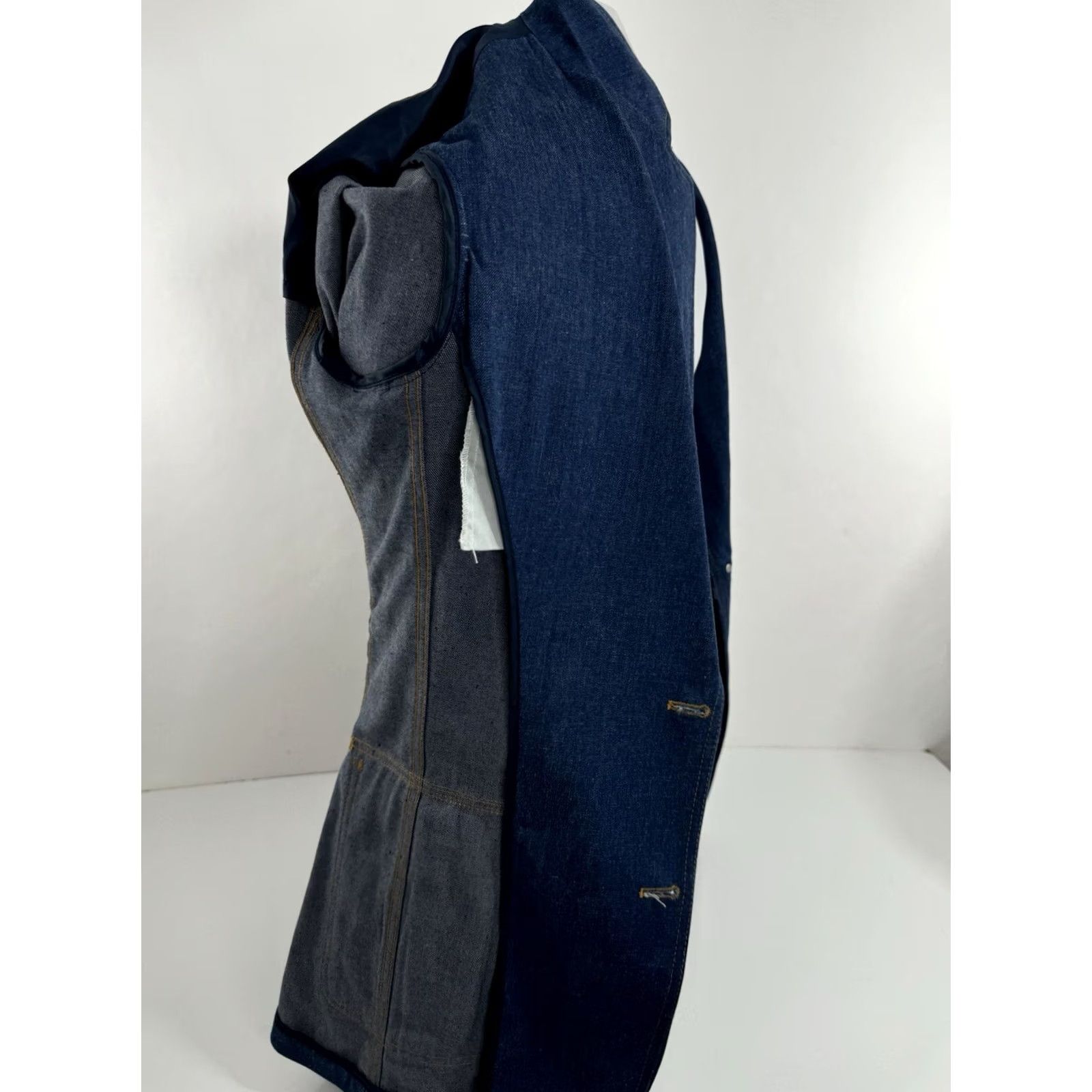 Lee LEE Denim Blazer Belted Vintage 38 Long Blue Cotton Men Muted 90s Jacket Womens? Size 38R - 6 Thumbnail