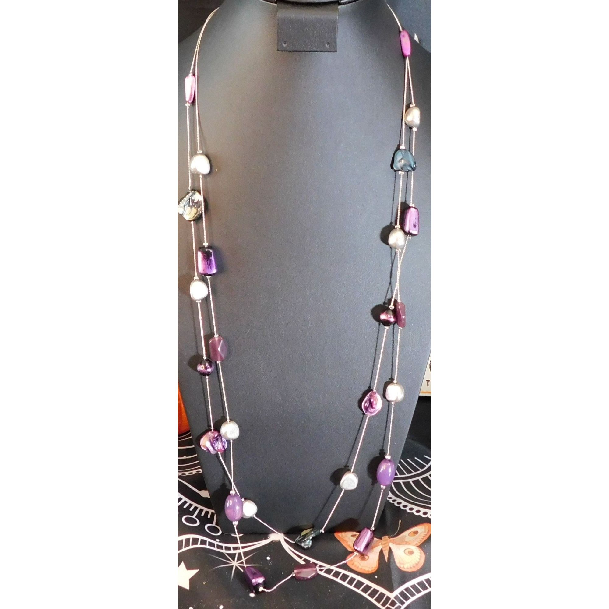Other Elegant Layered Purple And Silver Tone Station Necklace Size ONE SIZE - 4 Thumbnail