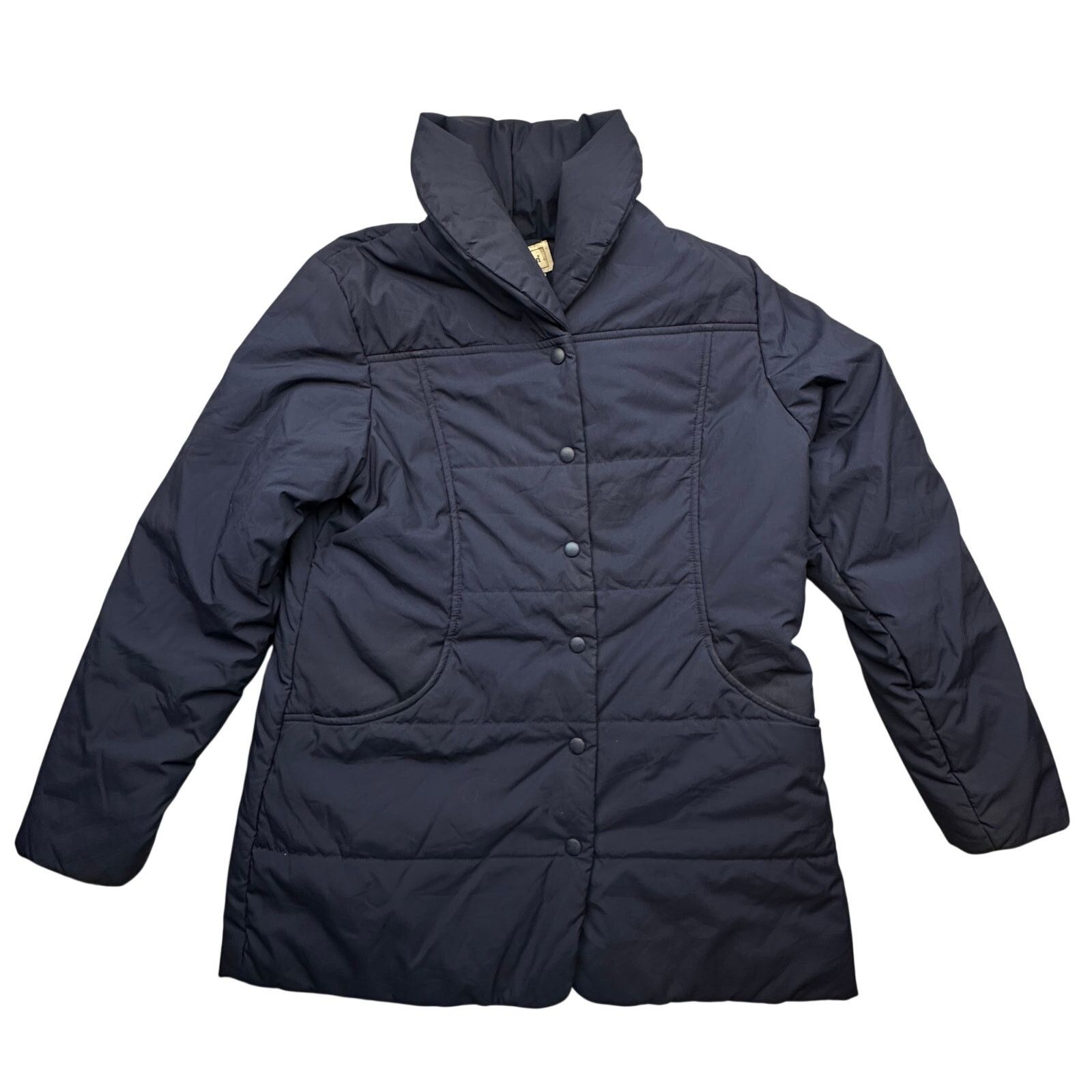 L.L. Bean LL Bean DDJ6 Blue Quilted Puffer Coat Womens Medium Snap Size M / US 6-8 / IT 42-44 - 1 Thumbnail