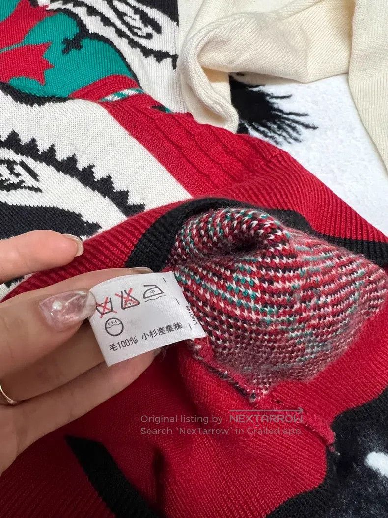 Kenzo Kenzo Christmas Fair Isle Red and Green Knit 100% Wool Size L / US 10 / IT 46 - 8 Thumbnail
