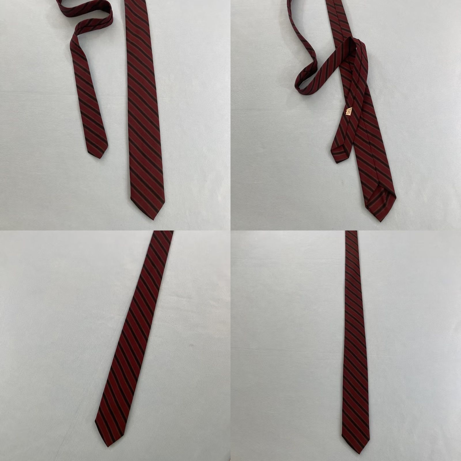 Vintage Vintage 60s Poly Wool Skinny Tie Repp Tie Cravat Red Black Gray Stripe Slim 2x54 Tie Capsule Necktie Mens Size ONE SIZE - 10 Thumbnail