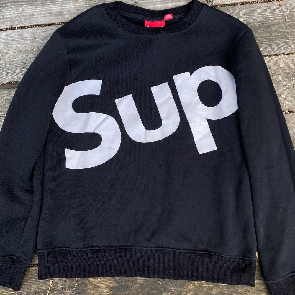 Supreme FW13 Supreme Sup Logo Crewneck Sweater Black Box Logo Large Size US L / EU 52-54 / 3 - 1 Thumbnail