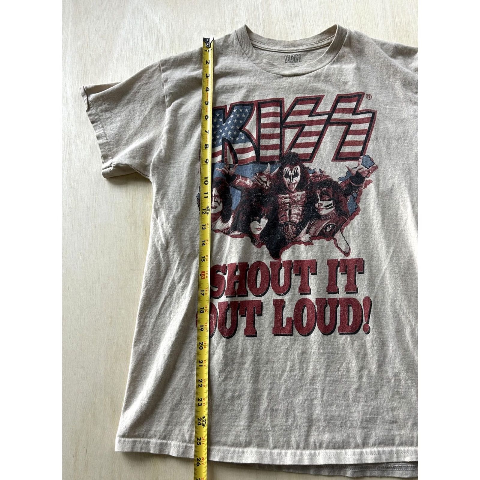 Bravado KISS Shout It Out Loud Shirt Mens Medium Beige Bravado USA Flag Tee Size US M / EU 48-50 / 2 - 4 Thumbnail