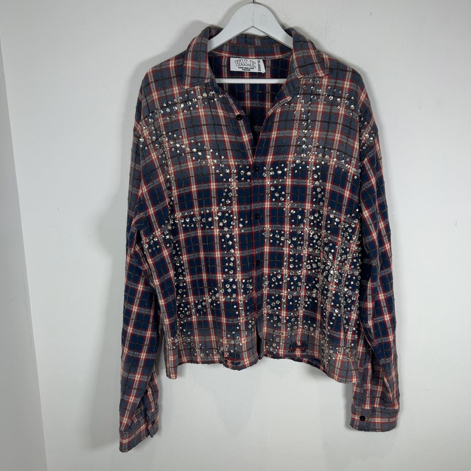 Vale Vale Crystalized Button-Up Flannel Shirt Size US XL / EU 56 / 4 - 1 Thumbnail