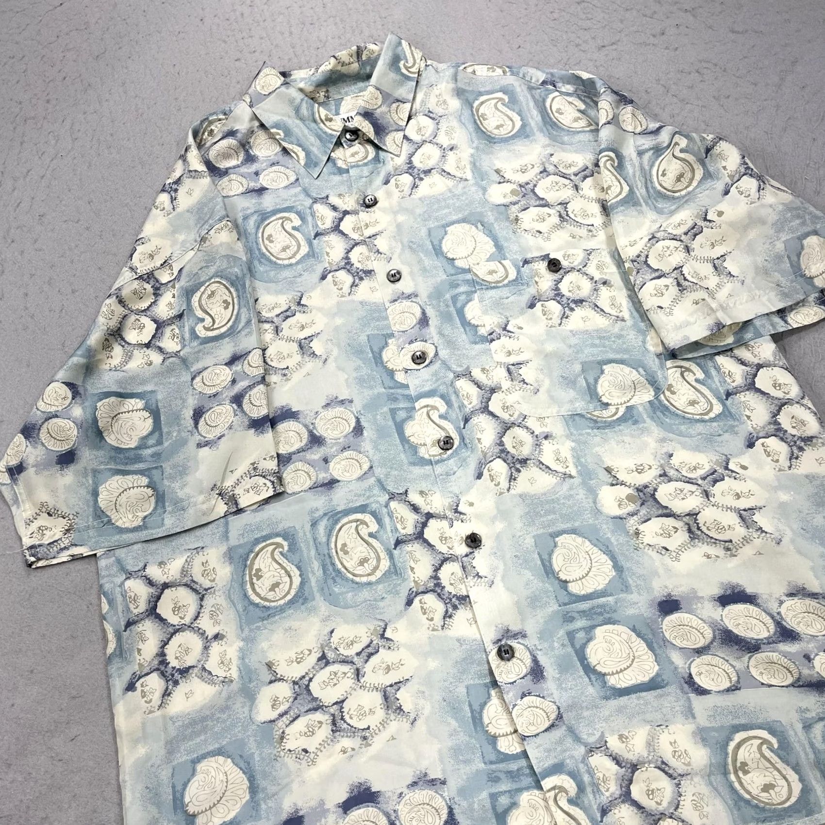 Vintage VINTAGE SUMMA Shirt Mens Large Blue Paisley Silk Short Sleeve Button Summer Camp Size US L / EU 52-54 / 3 - 3 Thumbnail