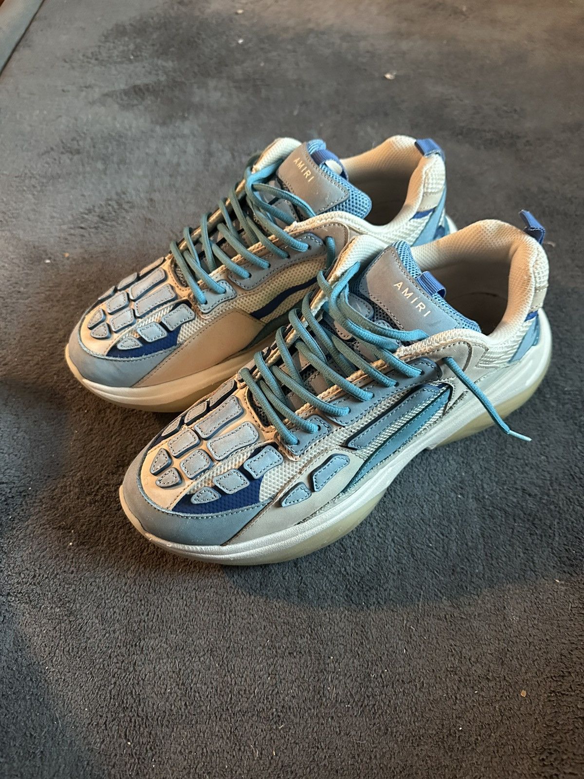 Amiri Amiri Mesh Bone Runners Neon Blue & White Size 11/44 Size US 11 / EU 44 - 2 Thumbnail