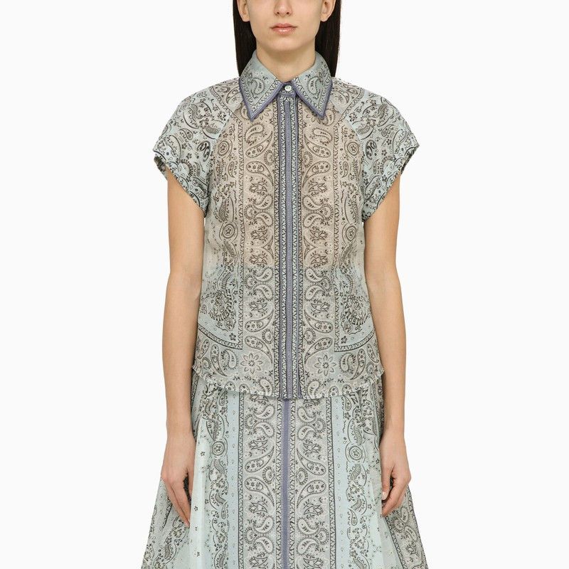 image of Zimmermann Multicoloured Light Blue Silk And Linen Shirt Size 3, Women's