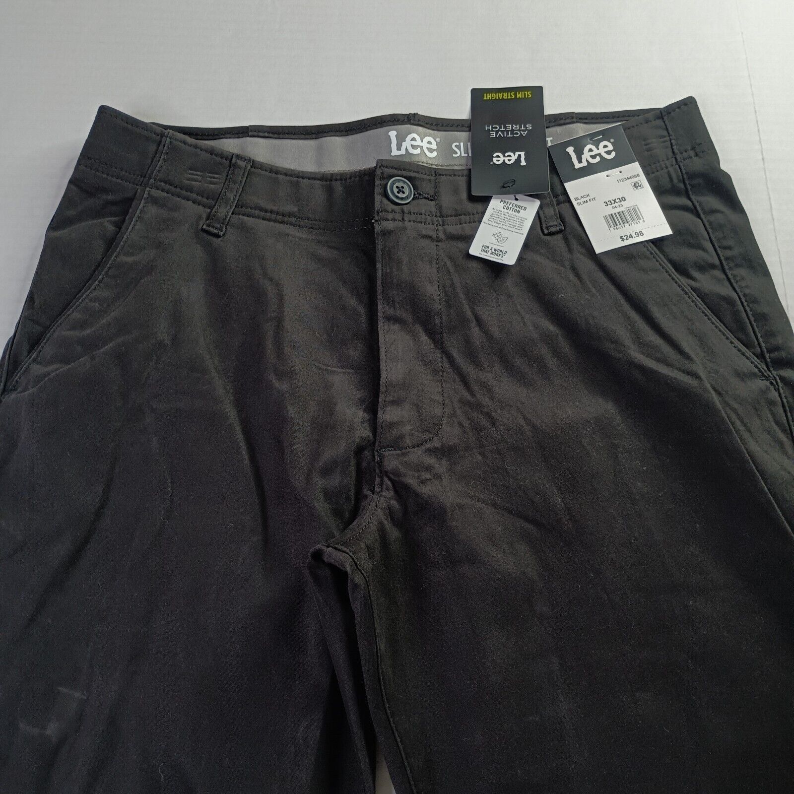 Lee Lee Chino Motion Flex Waist Pants Men's 33x30 Black Slim Fit Size US 33 - 5 Thumbnail