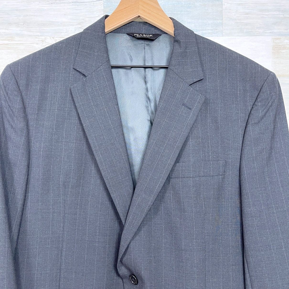 Jos. A. Bank Jos A Bank Wool Pinstripe Suit Charcoal Gray Mens 42L Jacket Size 42L - 3 Thumbnail
