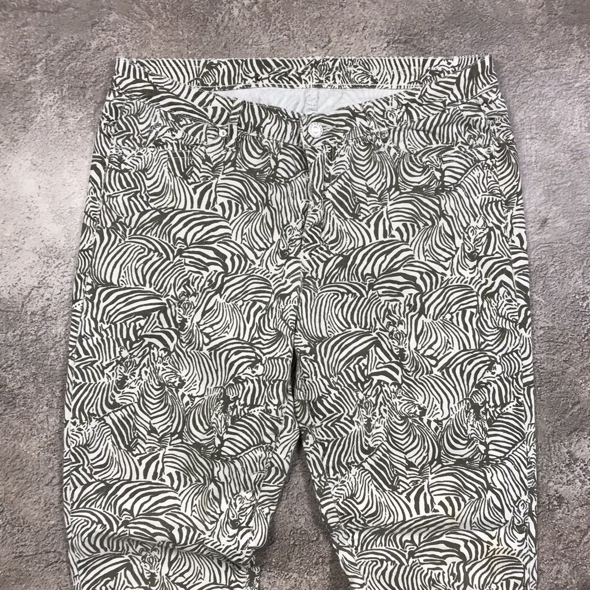 Vintage Vintage 90s Zebra Print Baggy Distressed Pants Streetwear 31 Size 31" - 2 Thumbnail