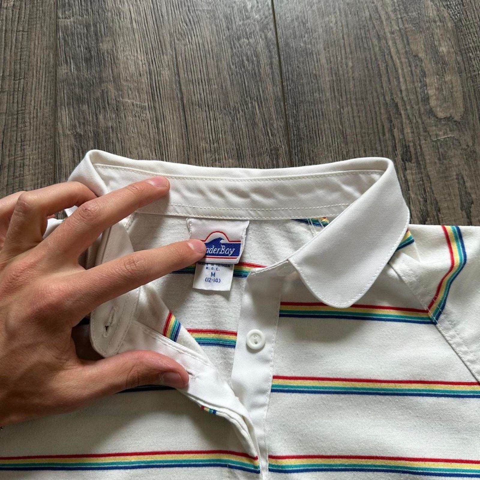 Vintage Vintage 70s 80s Retro Striped USA Polo Fitted Shirt Top Size XS / US 0-2 / IT 36-38 - 7 Thumbnail