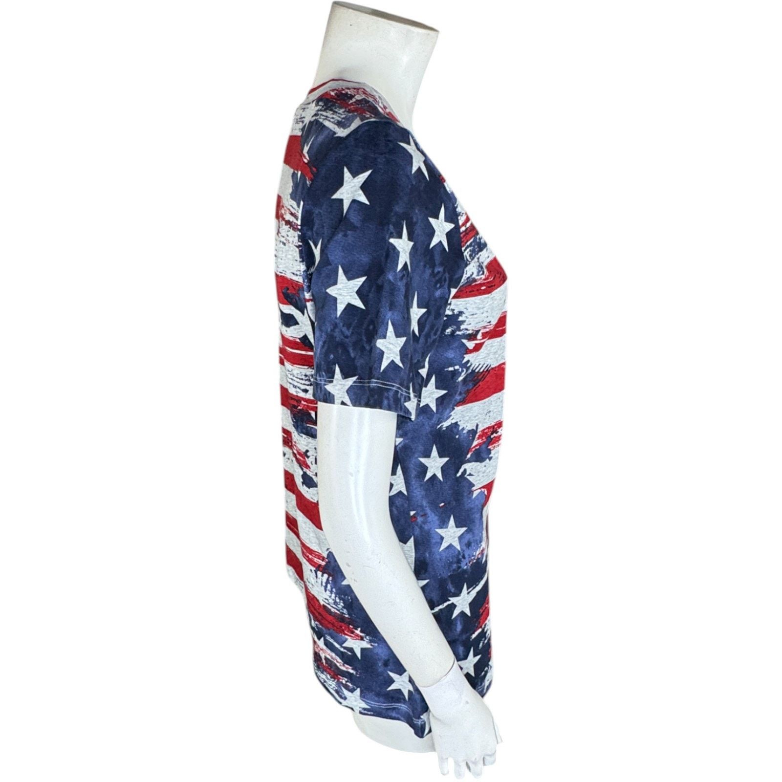 Denim & Co. Denim & Co. American Flag Short Sleeve V-Neck Top Small Size S / US 4 / IT 40 - 6 Thumbnail