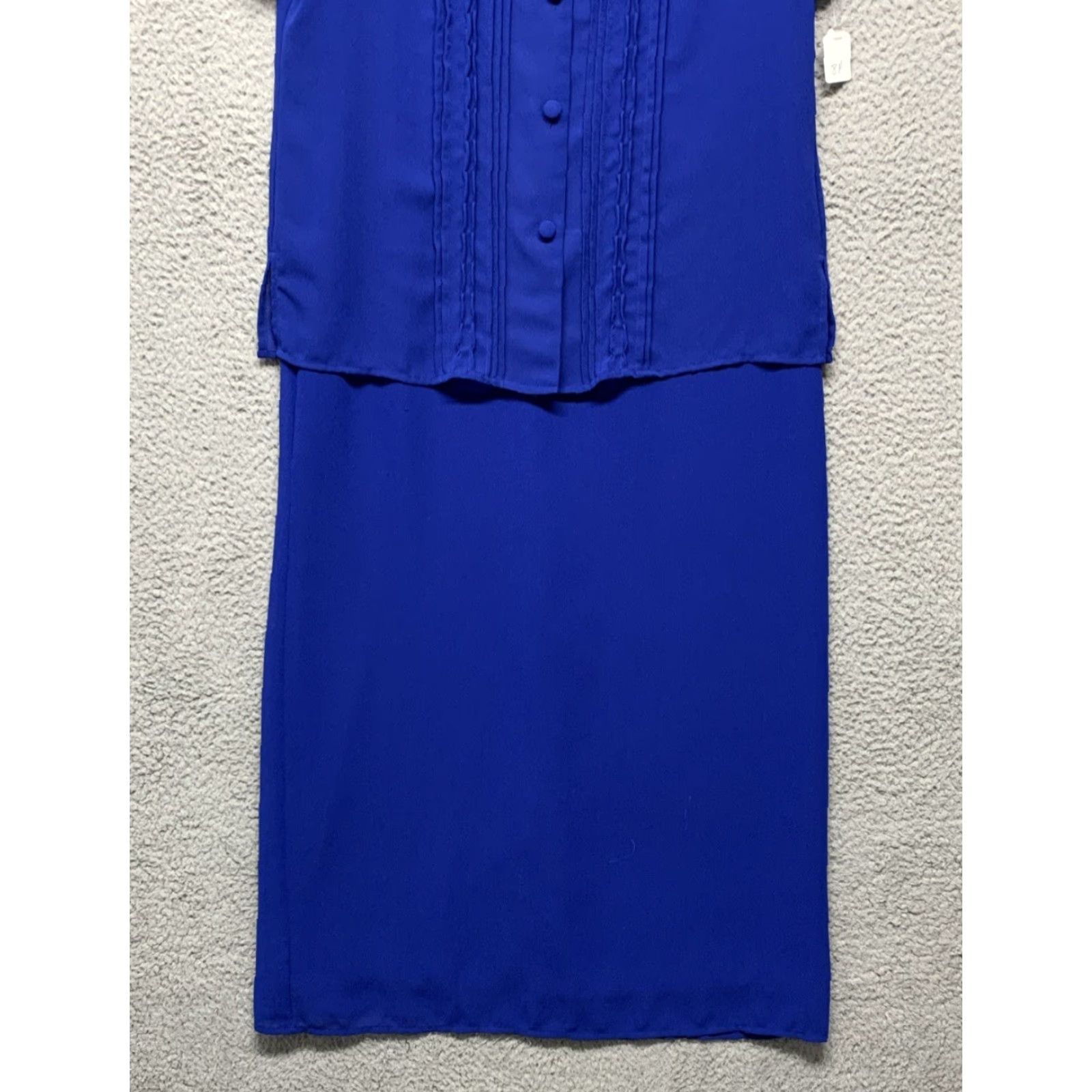 Vintage VINTAGE Studio 1 2-pc Dress Set Women's Sz 8 Royal Blue Button Zip Closure Shoulder Pads Midi Dress Shirt Dress Size M / US 6-8 / IT 42-44 - 3 Thumbnail