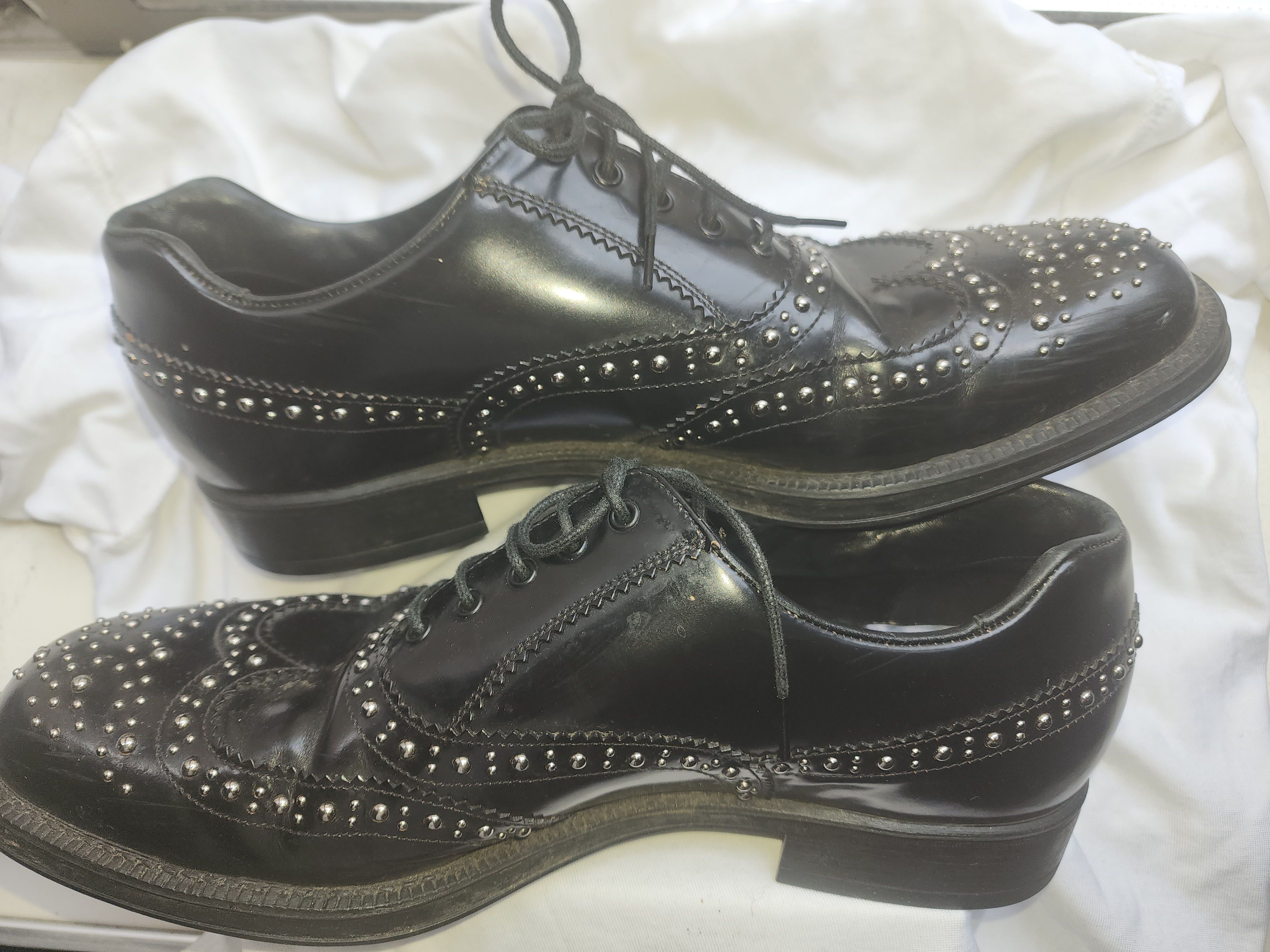 Prada PRADA STUDDED BROGUES BLACK LEATHER 8.5-9 Size US 8.5 / EU 41-42 - 4 Thumbnail