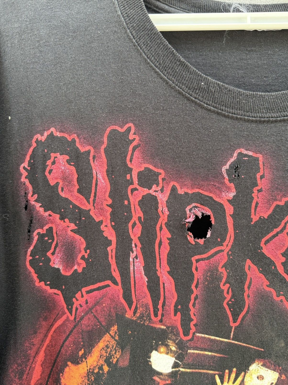 Band Tees Thrashed Y2K Slipknot Lineup Distressed Sun Faded Grunge T Size US XL / EU 56 / 4 - 4 Thumbnail