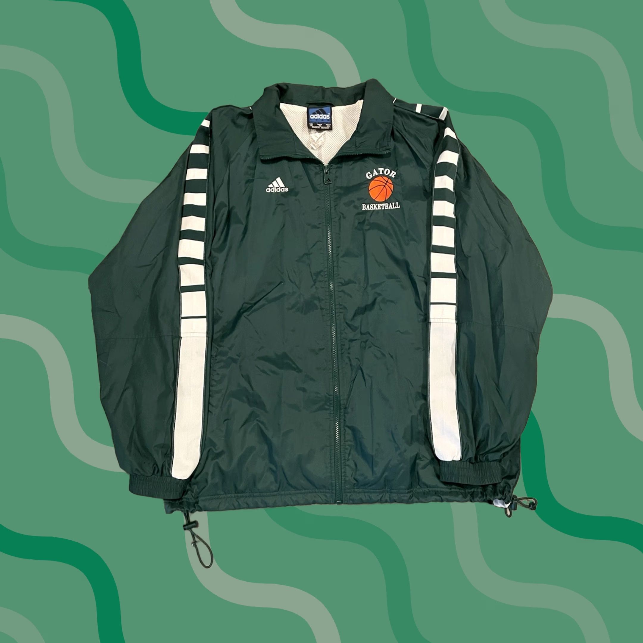 Adidas VINTAGE Adidas Tracksuit XL Jacket & Pants Windbreaker Green Gator Basketball 90s Streetwear Y2K Mens Size 46R - 1 Thumbnail