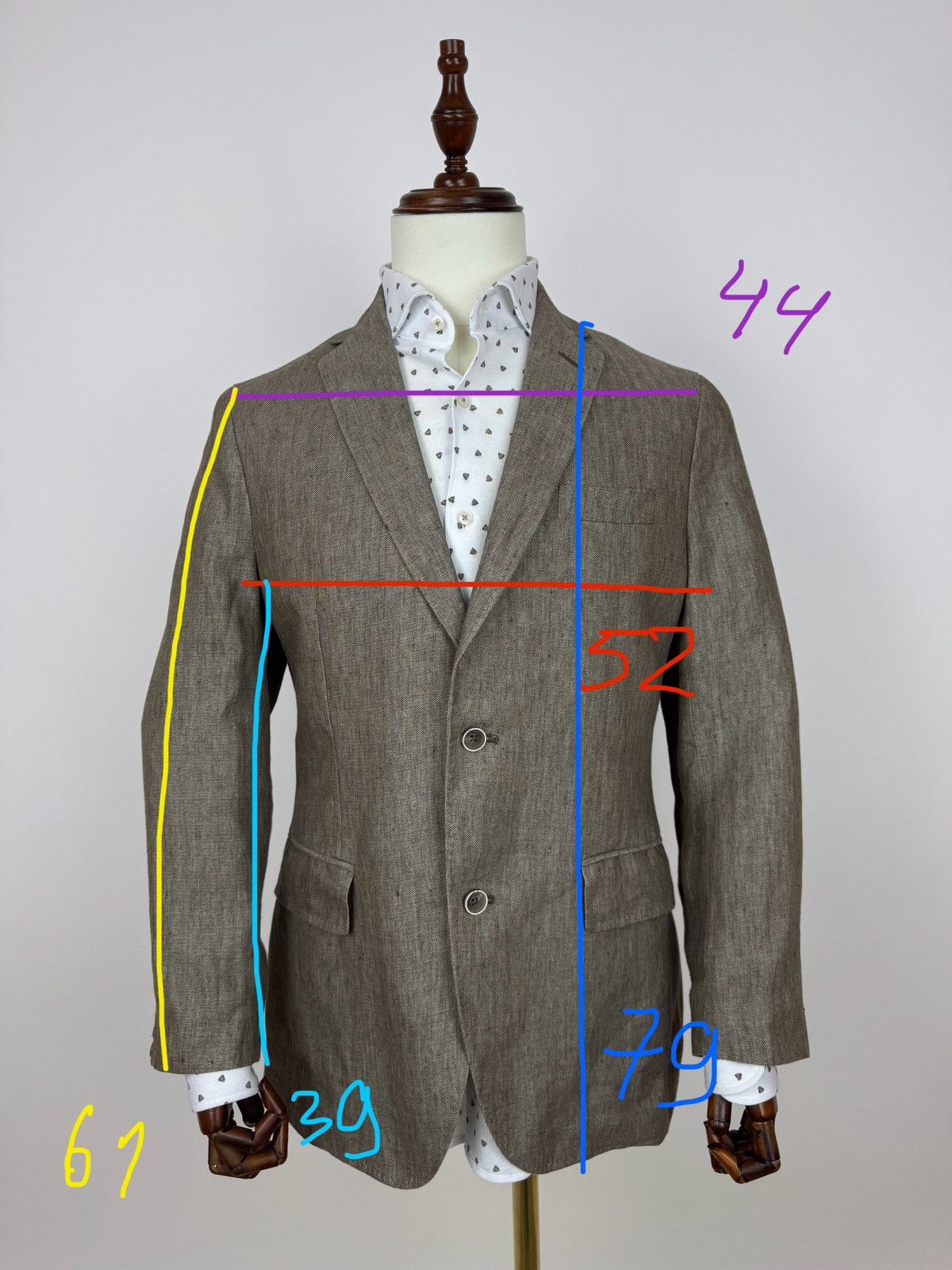 Other Dielmar Fratelli Ormezzano linen blazer herringbone size 50 Size 50R - 17 Thumbnail