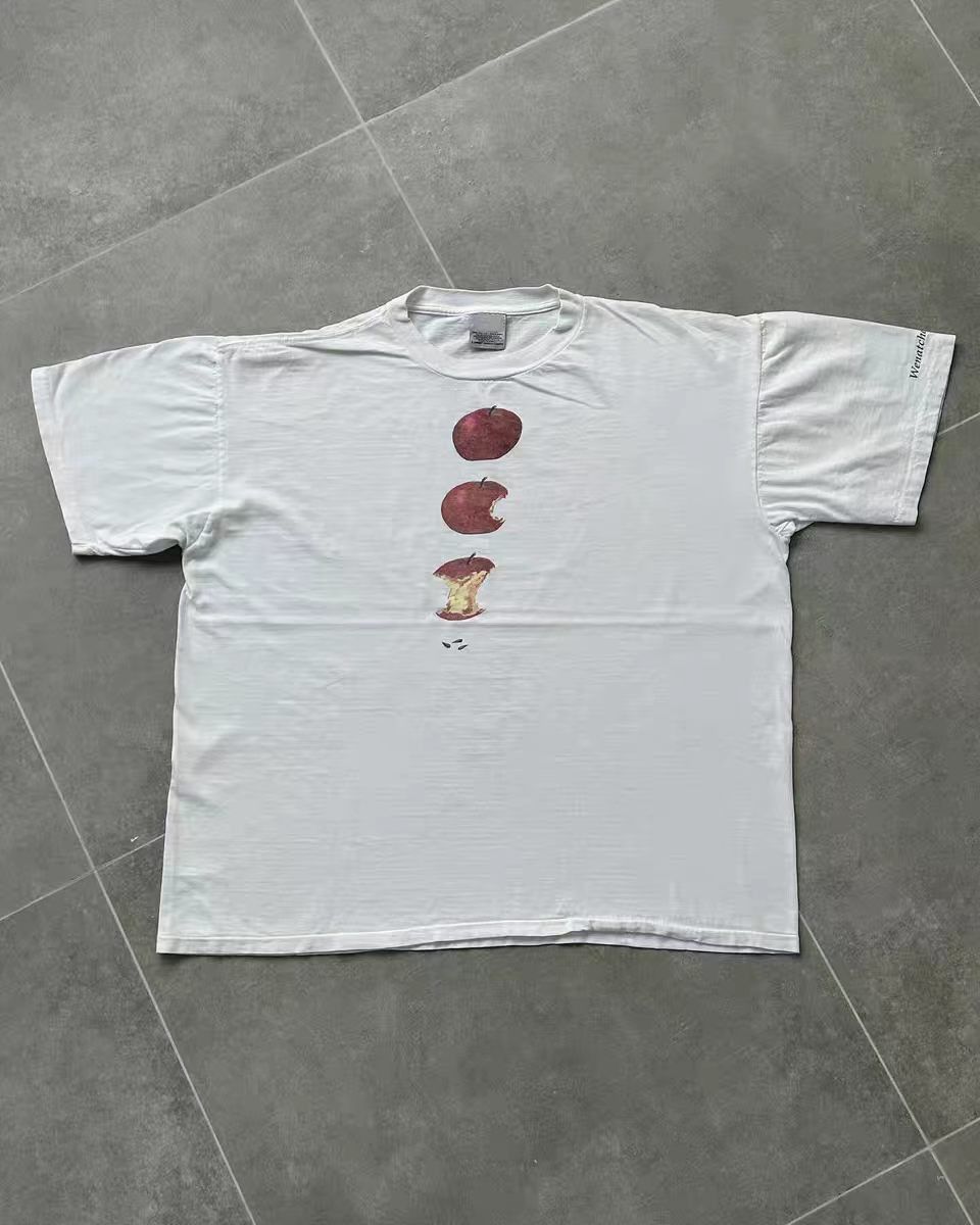 Vintage White Casual Cotton Apple Print tshirt Size US M / EU 48-50 / 2 - 1 Thumbnail