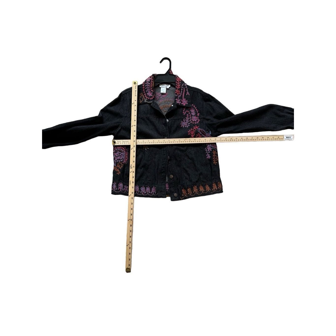 Coldwater Creek Coldwater Creek Petite Black Denim Multi Sequin Floral Embro Size L / US 10 / IT 46 - 6 Thumbnail