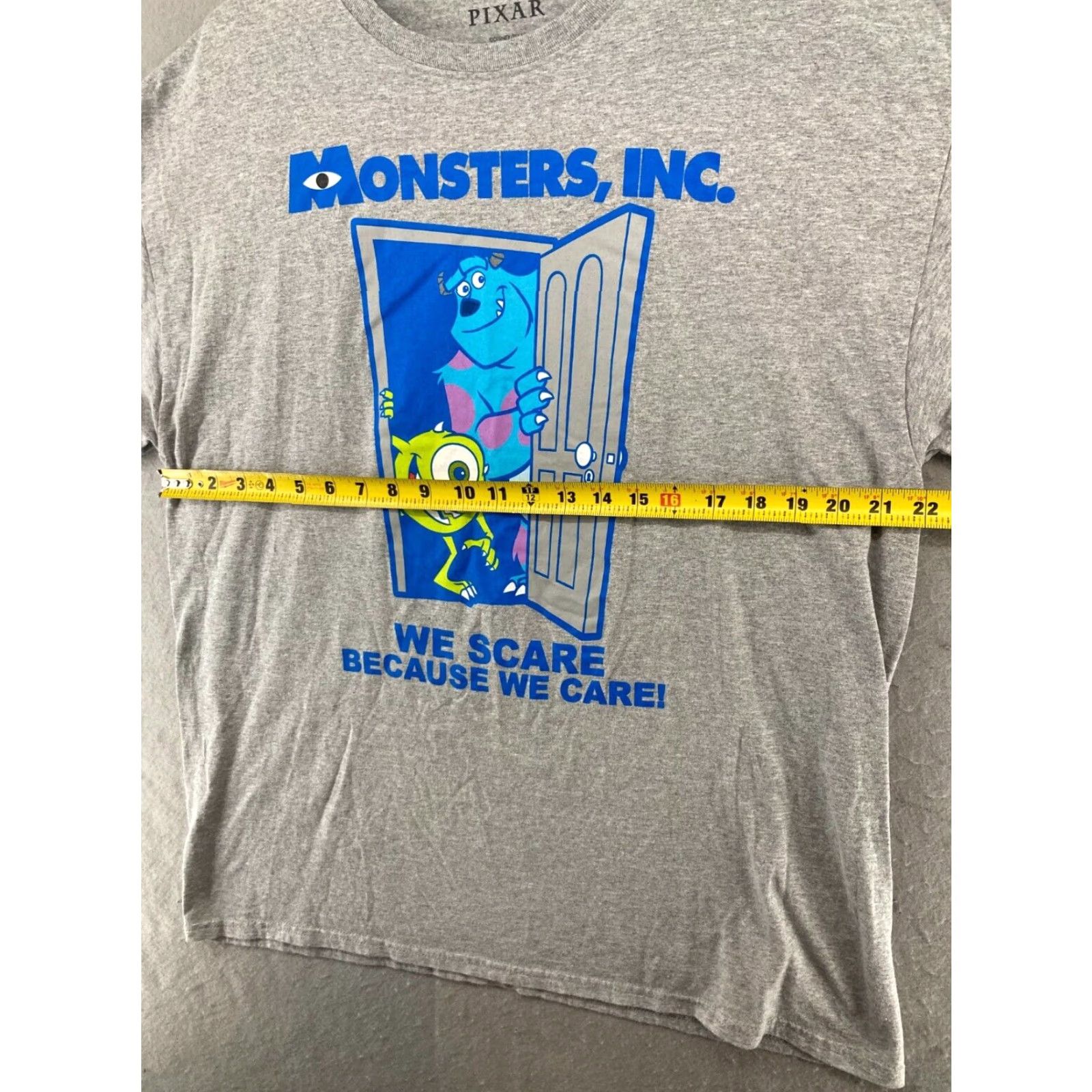 Disney Pixar Monsters Inc TShirt Mens XL Gray Crew Neck Cotton Blend Short Sleeve Graphic Print - 650 Size US XL / EU 56 / 4 - 3 Thumbnail