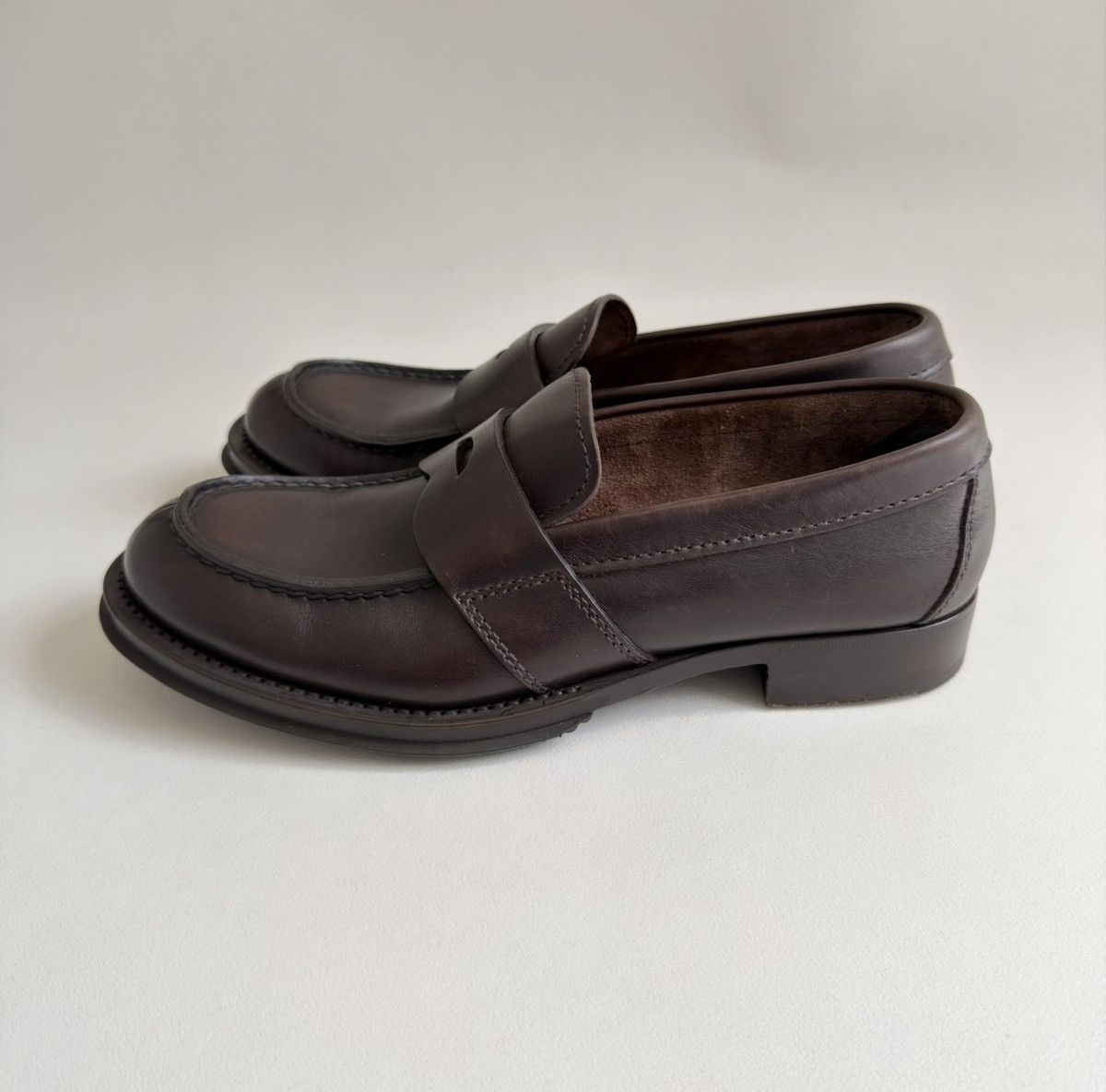 Prada Dark Brown Leather Chunky Loafers Size US 11 / EU 44 - 18 Thumbnail