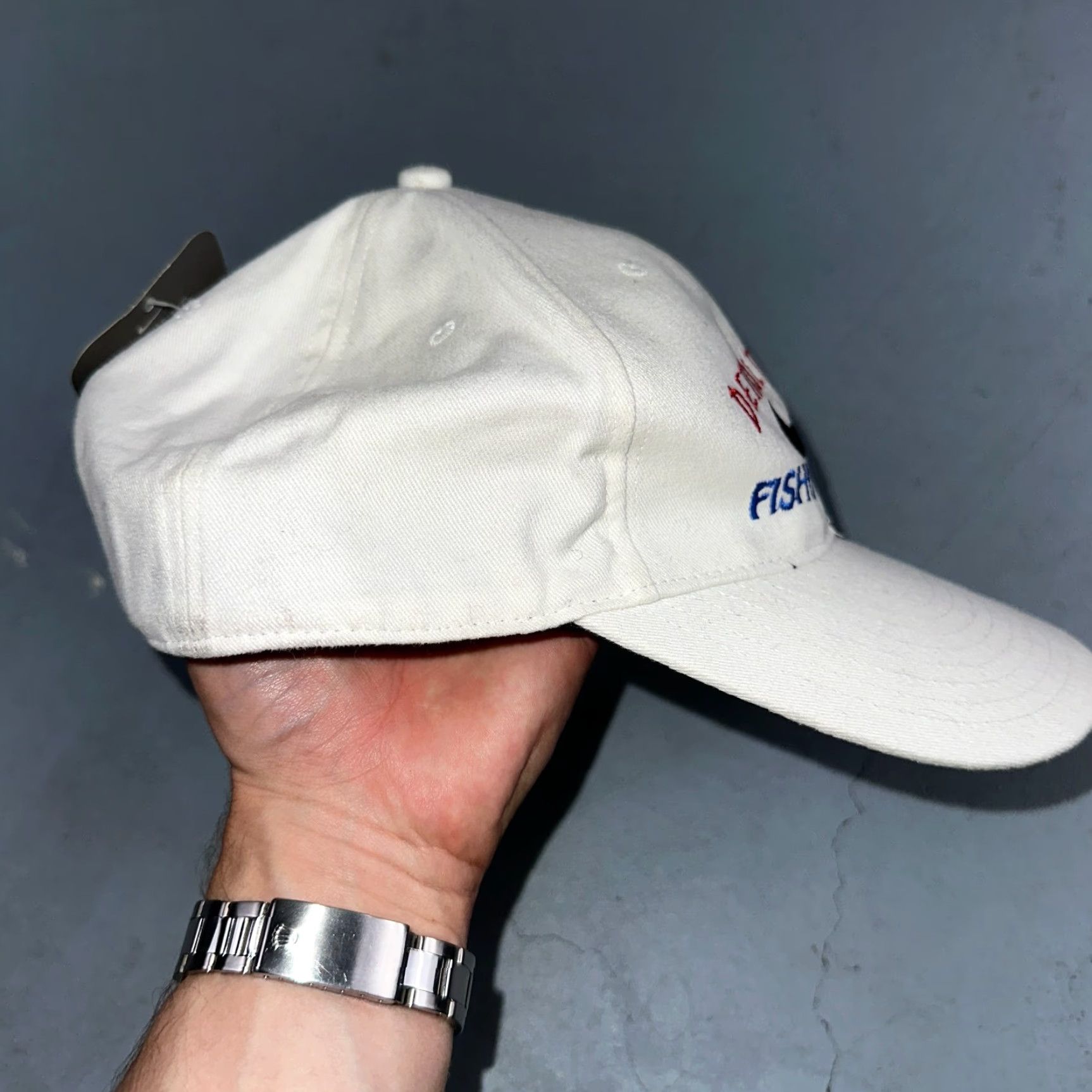 Nike VINTAGE Nike Hat | Detroit Lake Fishing Derby NWT White Snapback Cap | USA Size ONE SIZE - 3 Thumbnail