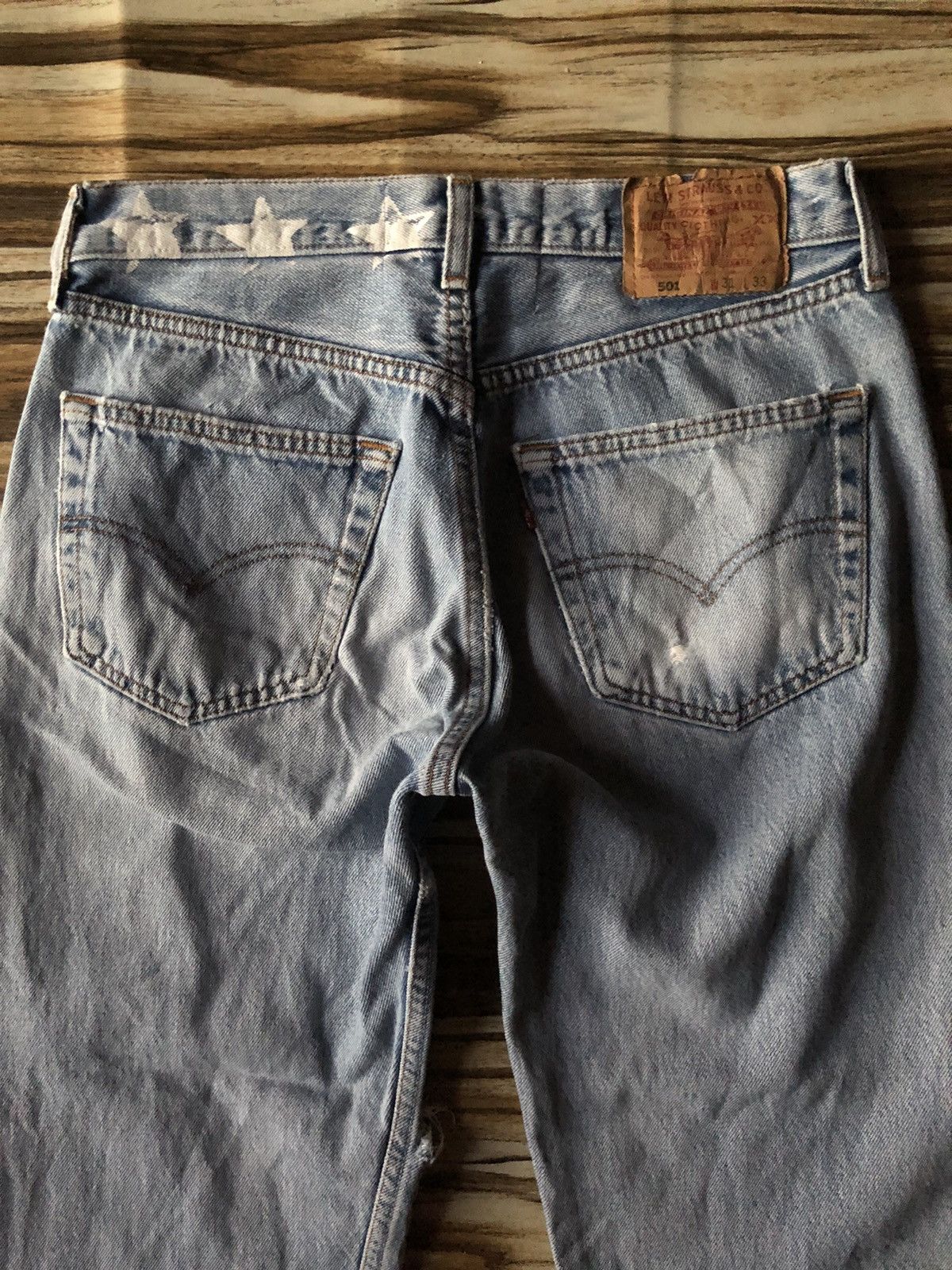 Levi's Vtg Reworked 501 USA Icons Distressed Cropped Blue Denim Size US 29 - 1 Thumbnail