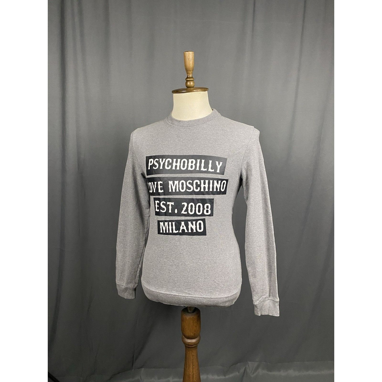 Moschino Moschino Psychobilly Big Logo Men's Gray Crewneck Sweater Si Size US M / EU 48-50 / 2 - 4 Thumbnail