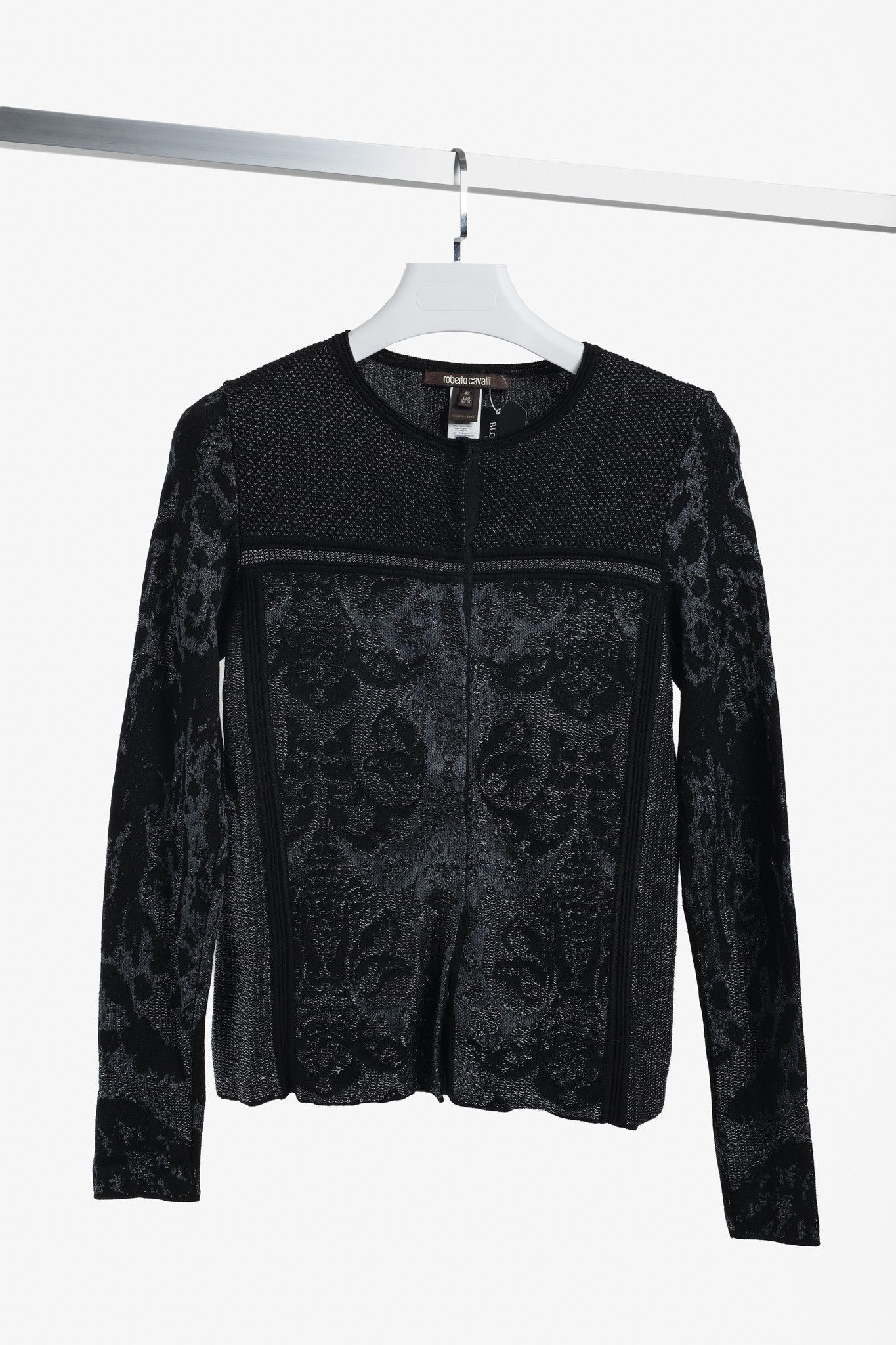 Roberto Cavalli Roberto Cavalli Black Metallic Knit Cardigan Size M / US 6-8 / IT 42-44 - 1 Thumbnail
