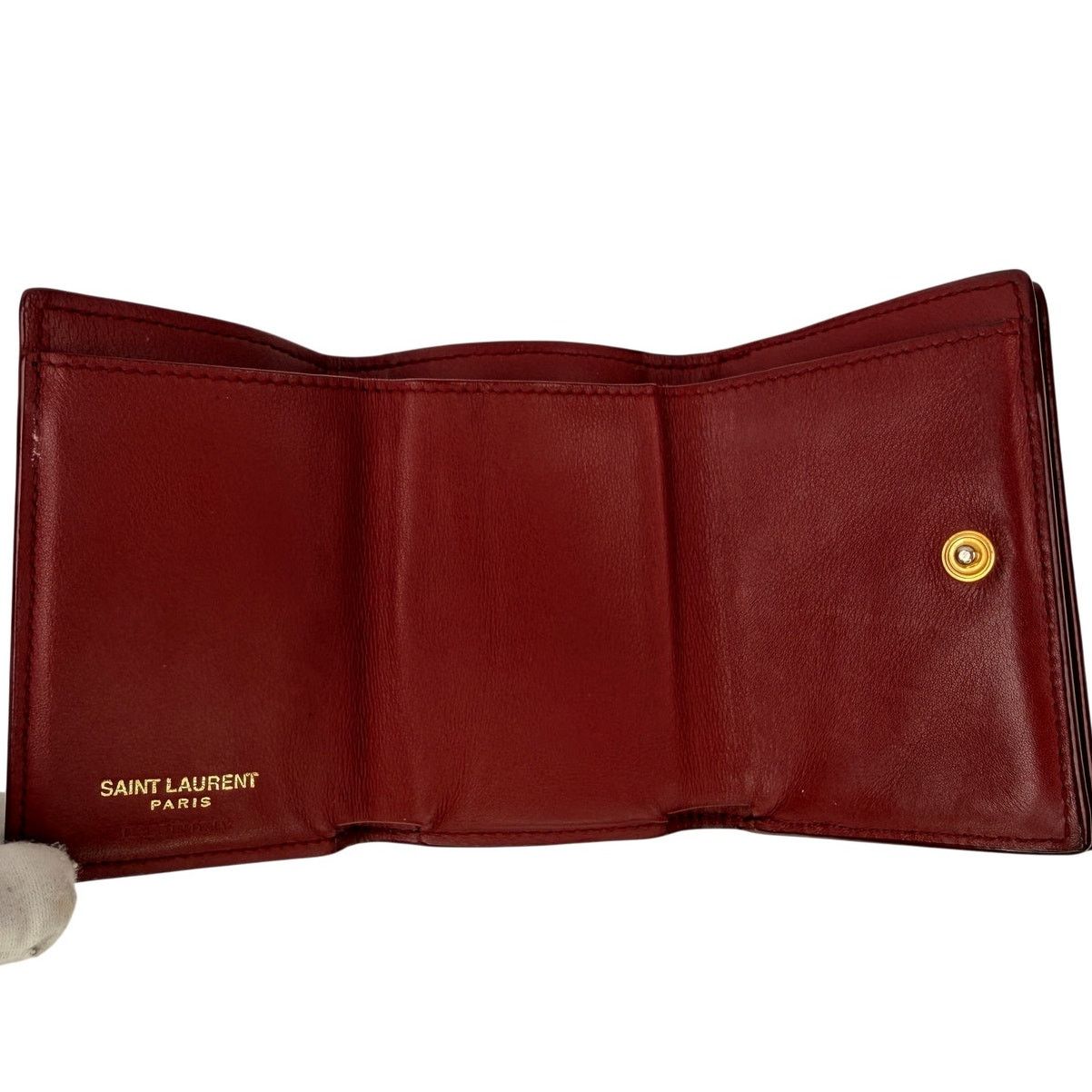 Yves Saint Laurent Saint Laurent Fold Pursee Tiny Compact Wallet YSL Bordeaux Size ONE SIZE - 5 Thumbnail