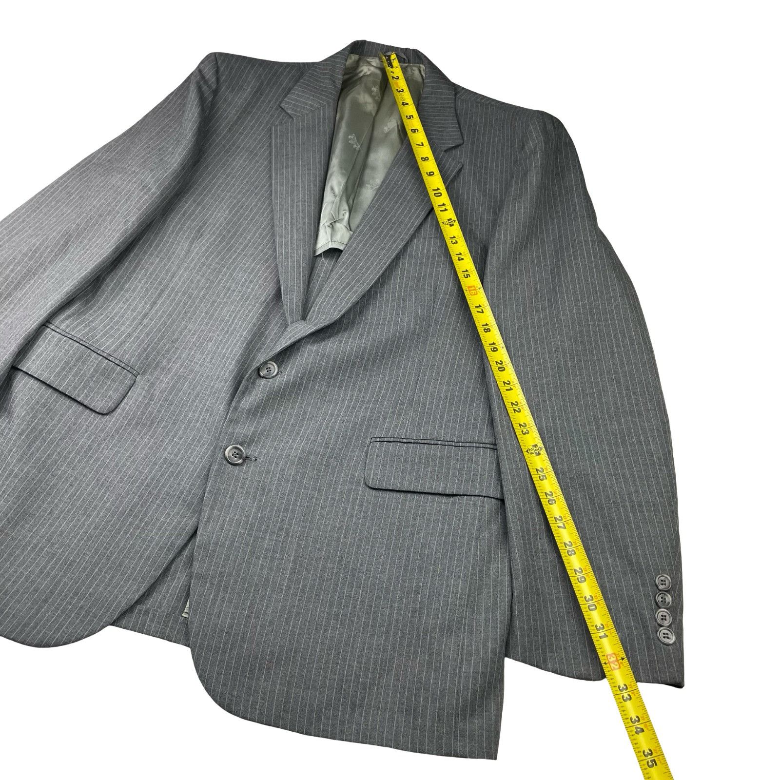 Stafford VTG Stafford Men's 100% Wool 2-Button Suit Gray Stripe • 46R Size 46R - 10 Thumbnail