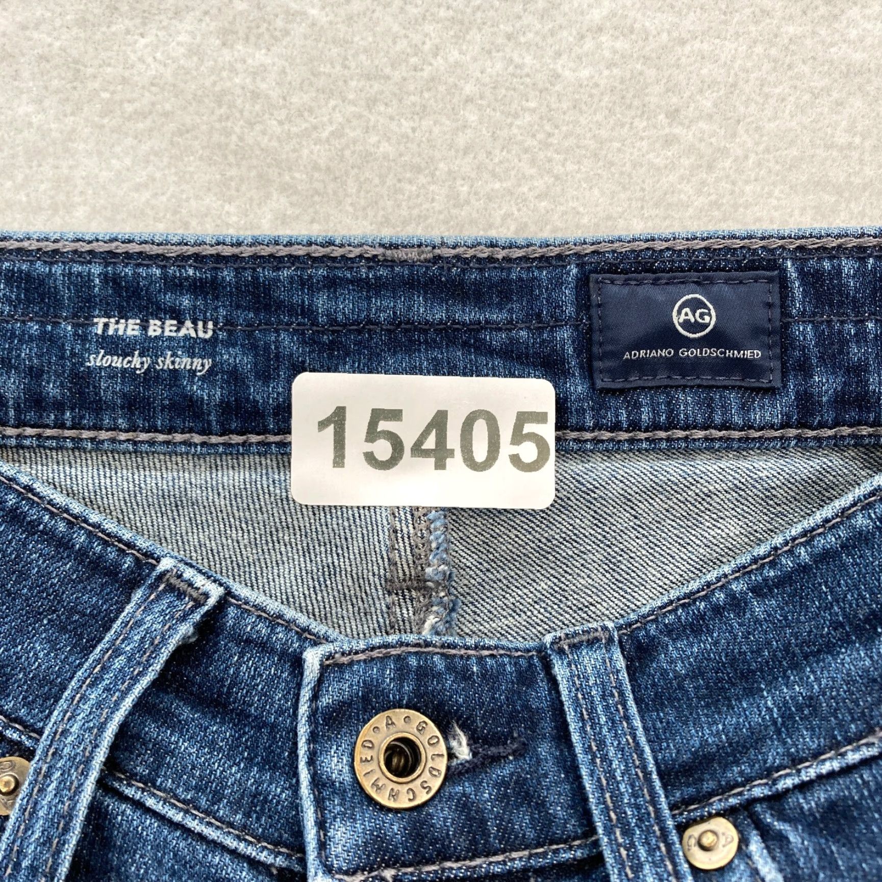 Denime AG Adriano Goldschmied The Beau Women's 24 Slouchy Skinny Blue Denim Distressed Jeans Size ONE SIZE - 5 Thumbnail