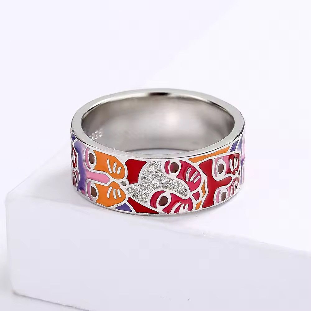 Japanese Brand Cat Face Enamel Ring ( size 6-10 ) Size ONE SIZE - 6 Thumbnail