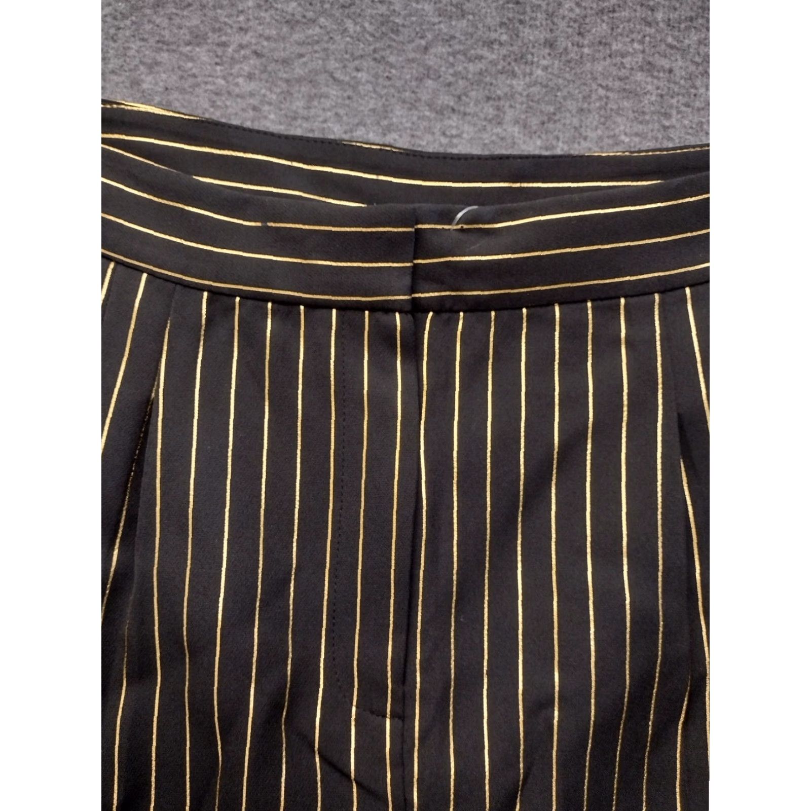 Vintage NYCC Women's Large Black Gold Striped Relaxed Fit Pull-on Drawstring Stretch 16 Size ONE SIZE - 3 Thumbnail