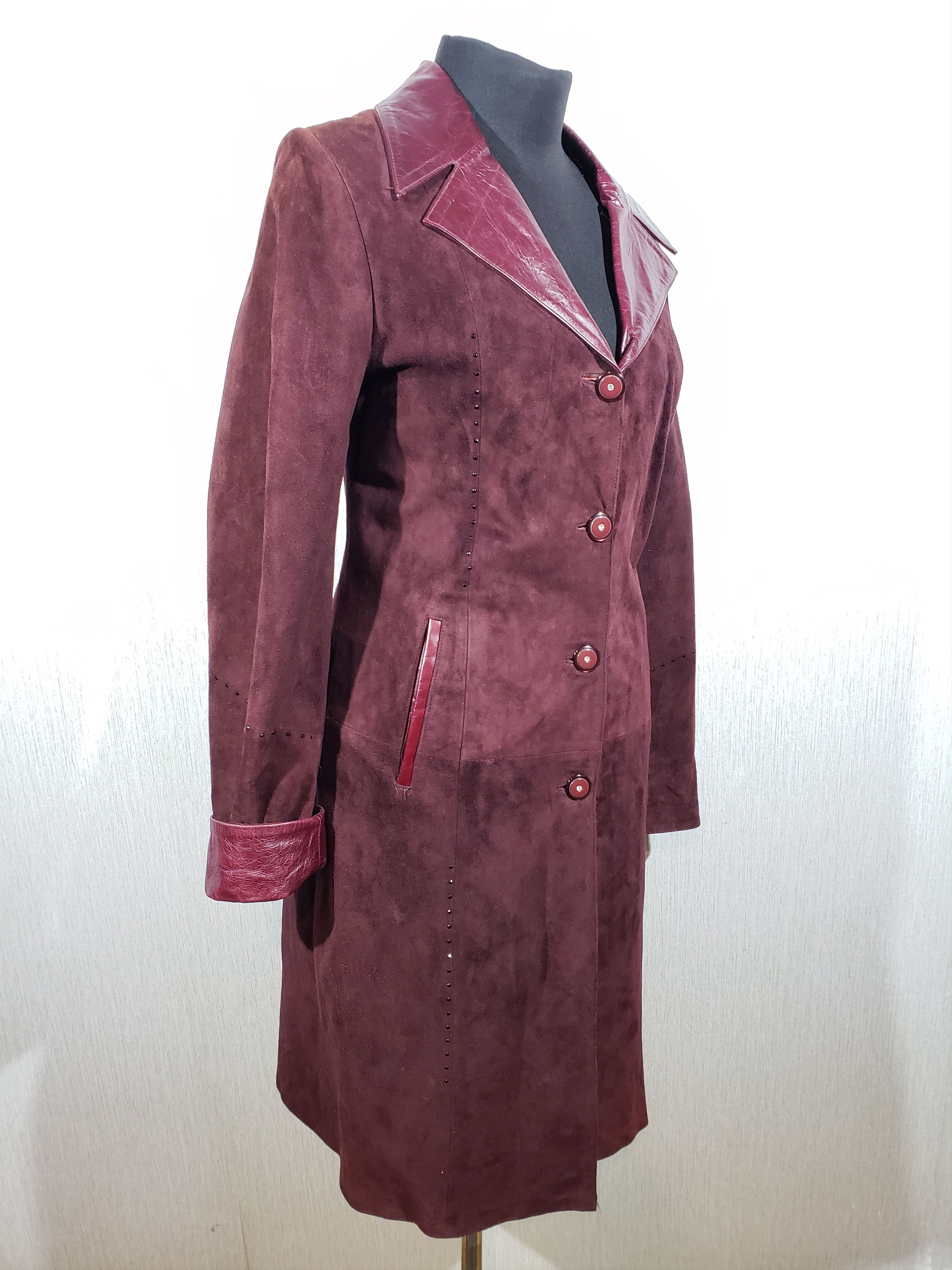 Other Cute women's long burgundy leather jacket. Size M / US 6-8 / IT 42-44 - 3 Thumbnail