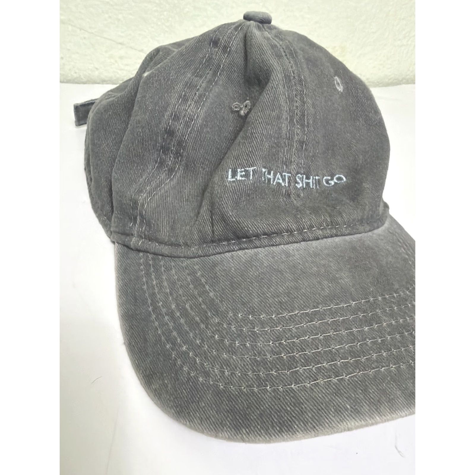 Vintage That Hat Strapback Dad Hat Gray Adjustable Cotton Embroidered “let That Go!" Size ONE SIZE - 4 Thumbnail
