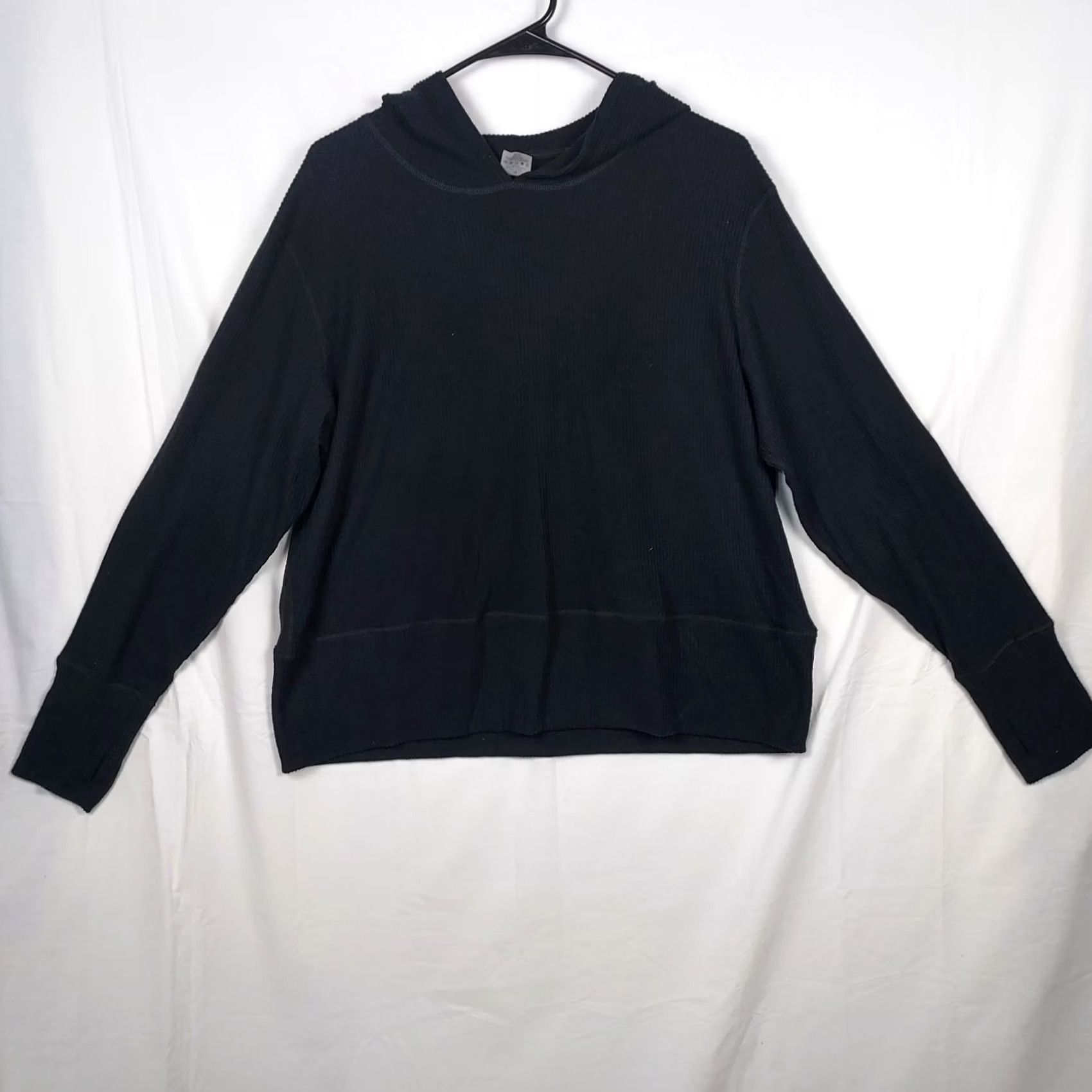 Vintage Wander by Hottotties Women's Hoodie XL Black Solid Lightweight Stretch Pullover Regular Fit Sleeve Long Size XL / US 12-14 / IT 48-50 - 2 Thumbnail
