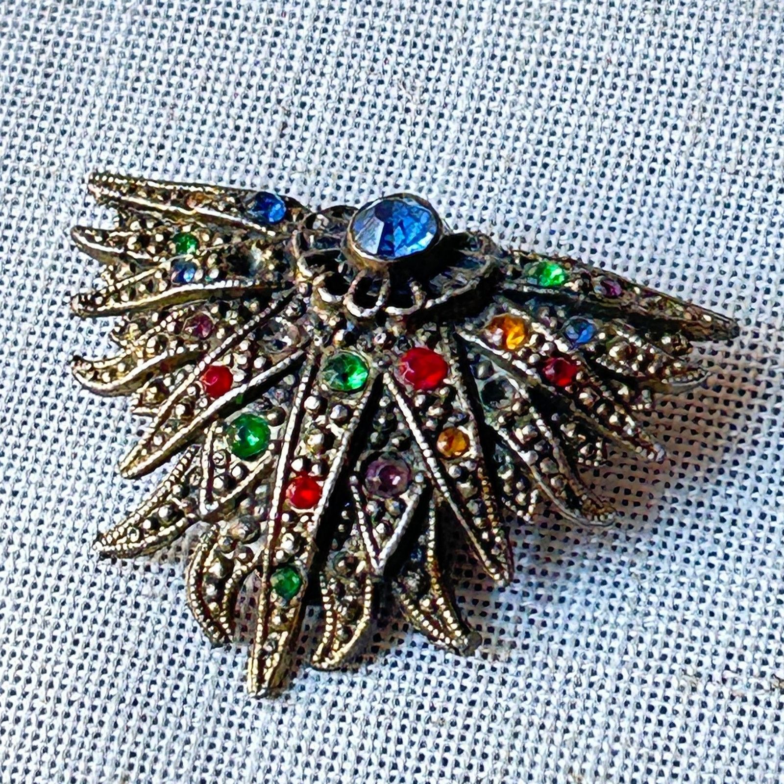 Vintage Vintage 1930s–40s Winged Rhinestone Fur Clip Art Deco Size ONE SIZE - 2 Thumbnail