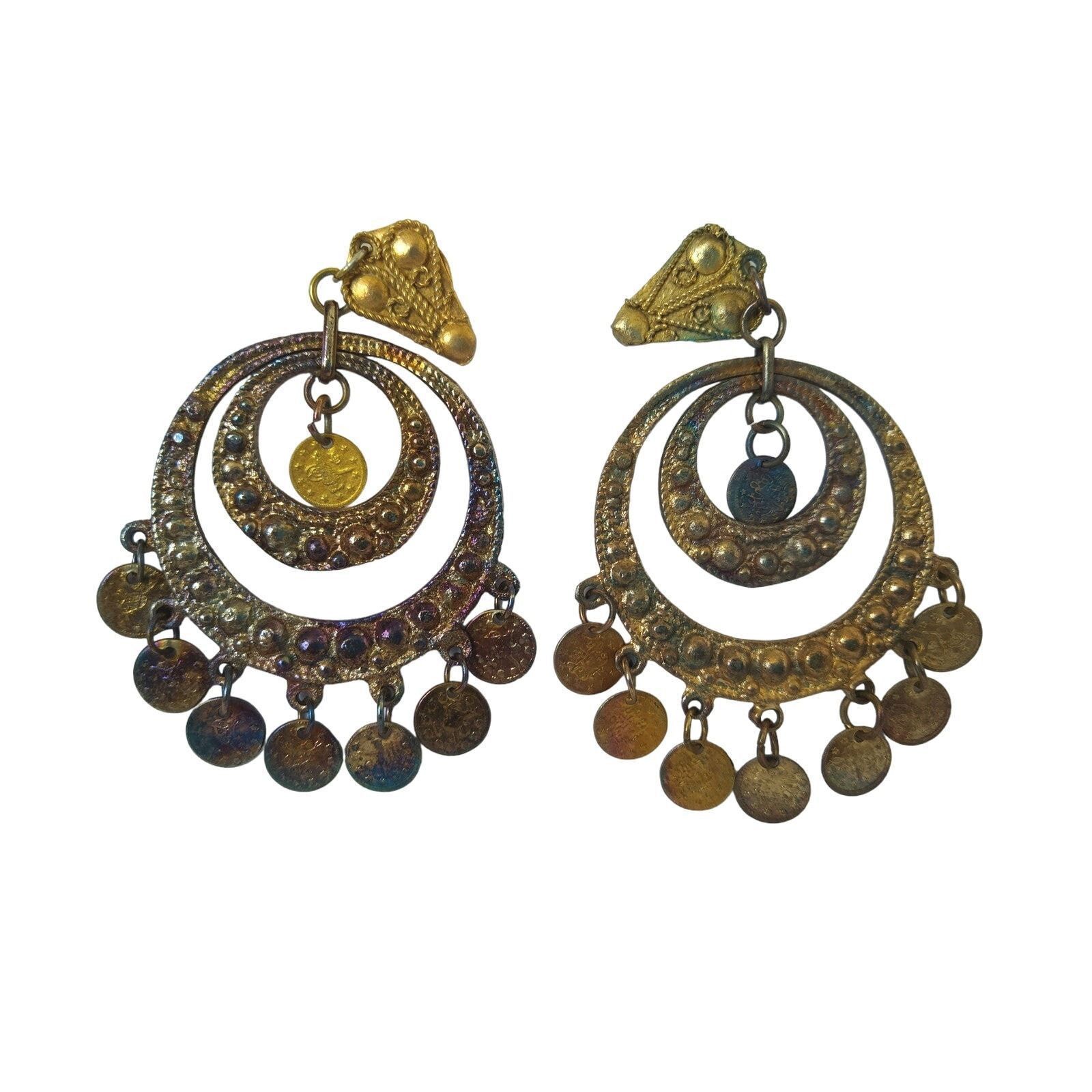The Unbranded Brand Vintage Arabic Coins Copper Tone Chandelier Dangle Earrings Size ONE SIZE - 1 Thumbnail