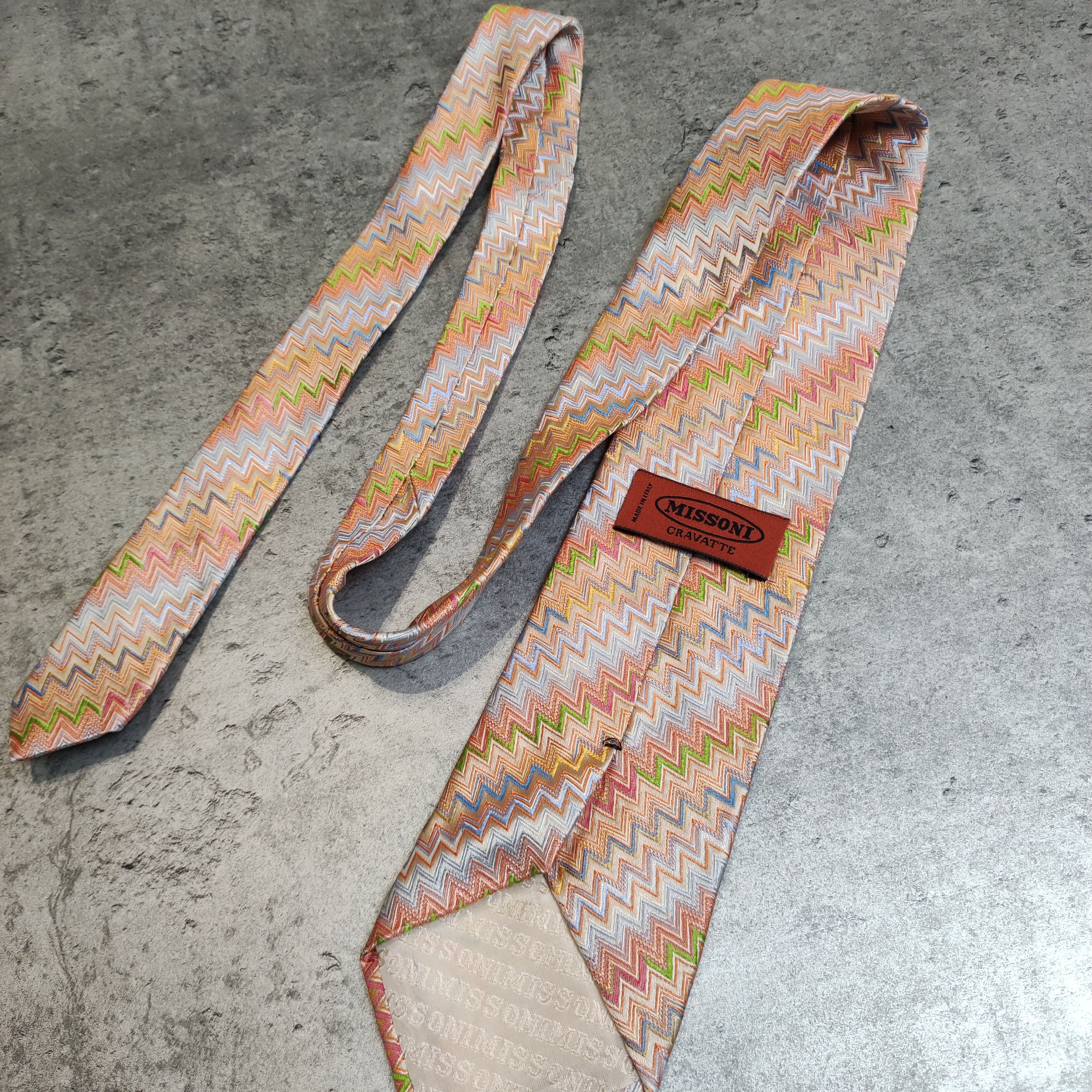 Missoni RARE Vintage 90s Missoni Cravate Silk Abstract Tie Size ONE SIZE - 2 Thumbnail