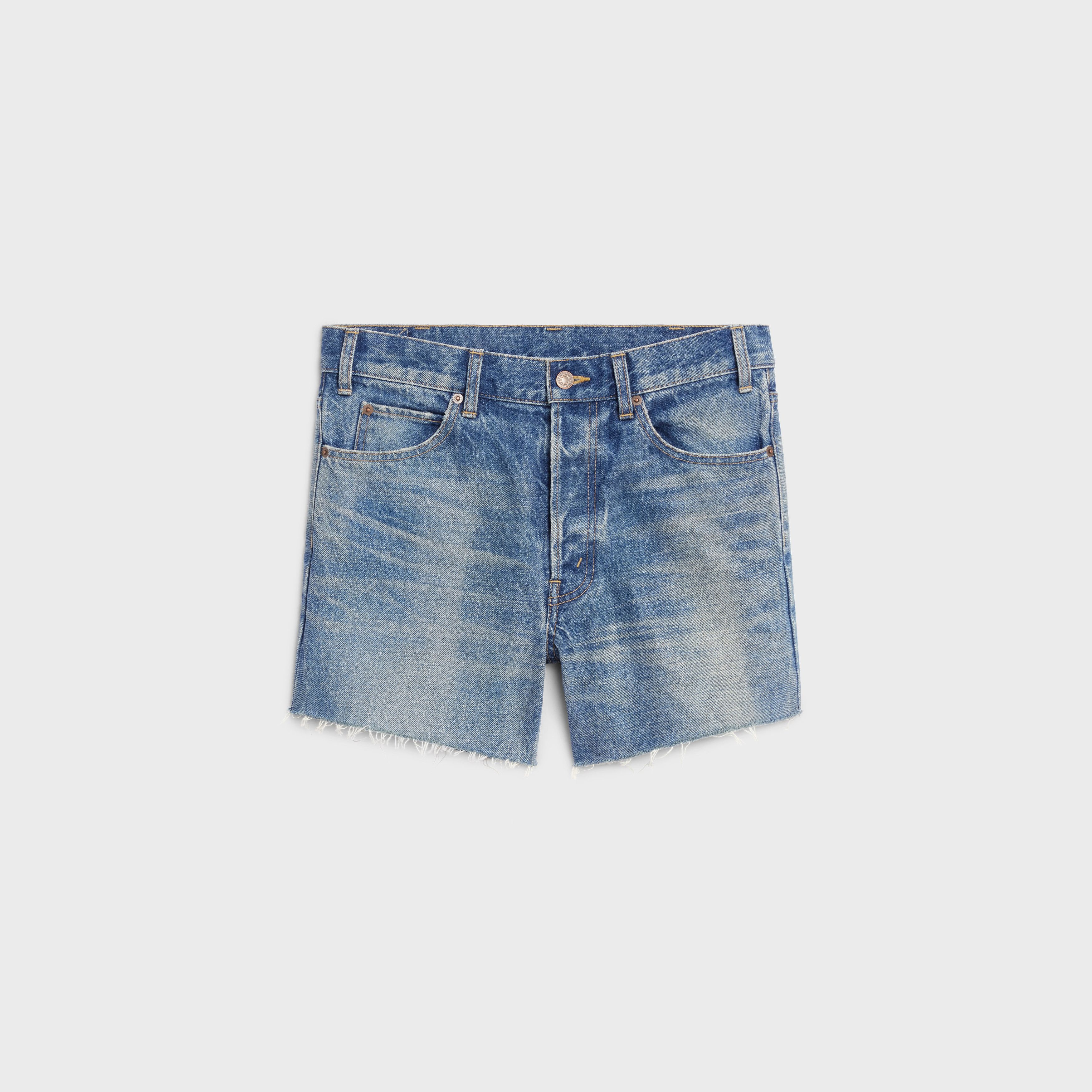 Celine o1w1db11124 Union Wash Denim Mini Short in Blue Size 27" / US 4 / IT 40 - 1 Thumbnail
