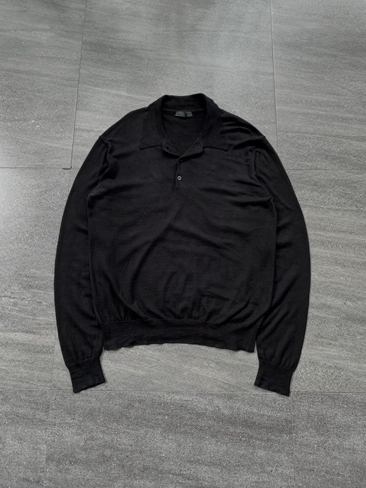 Prada Long Sleeve Knit Polo Shirt Size US M / EU 48-50 / 2 - 1 Thumbnail
