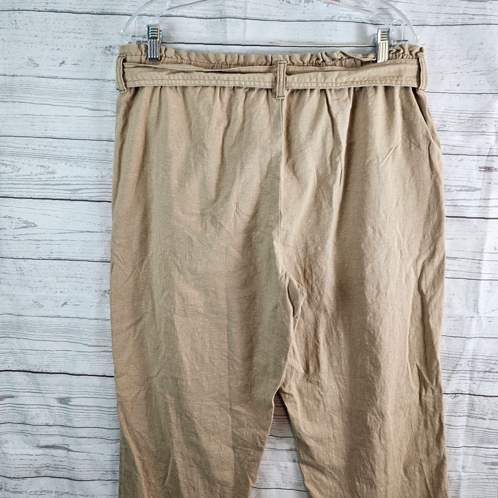 Vintage Lila Ryan Womens Cropped Pants Sz Large Tan High Rise Linen Blend Cropped Pants Size 36" / US 14 / IT 50 - 4 Thumbnail