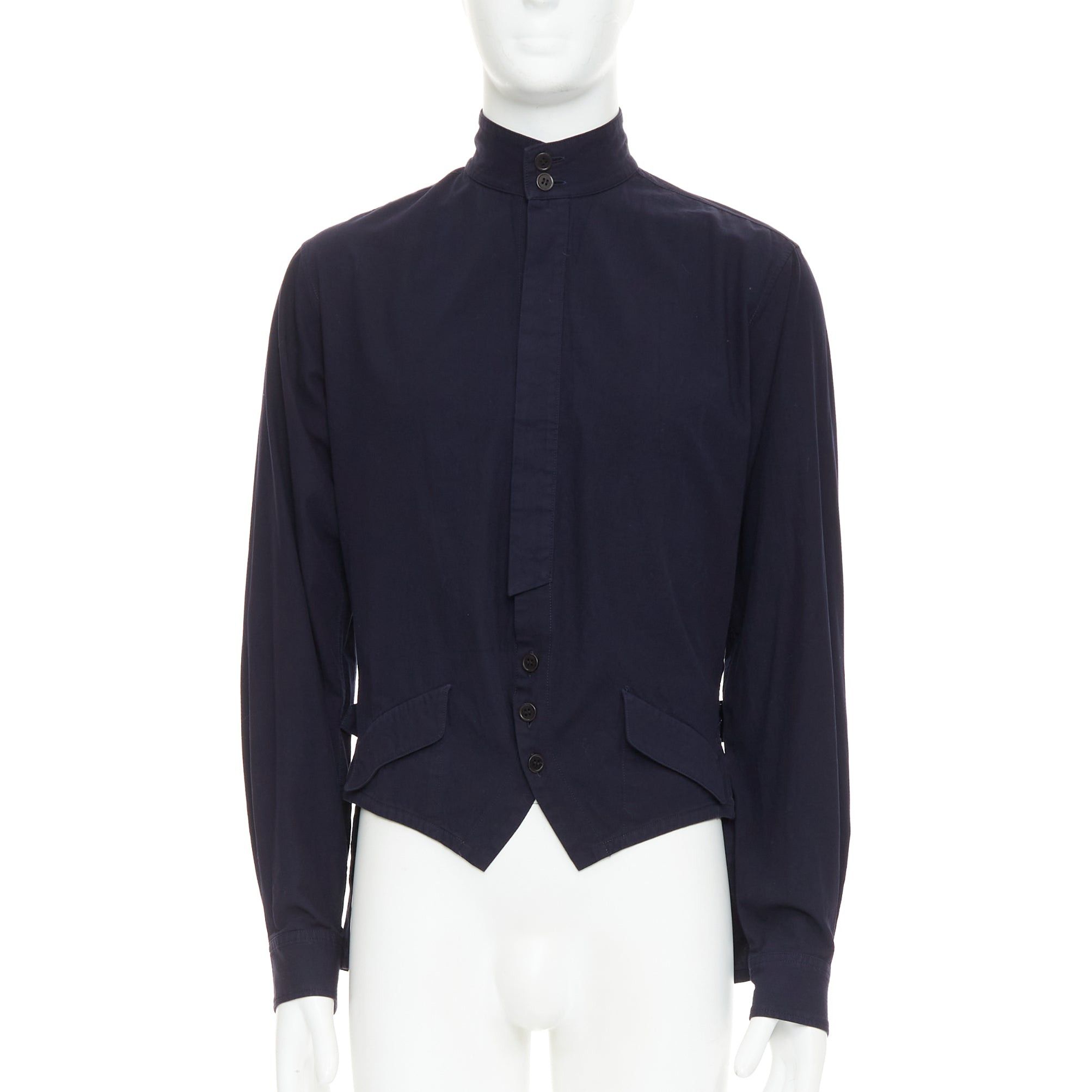 Yohji Yamamoto YOHJI YAMAMOTO HOMME navy hi neck cropped front flap pocketed overshirt JP3 L Size US L / EU 52-54 / 3 - 1 Thumbnail