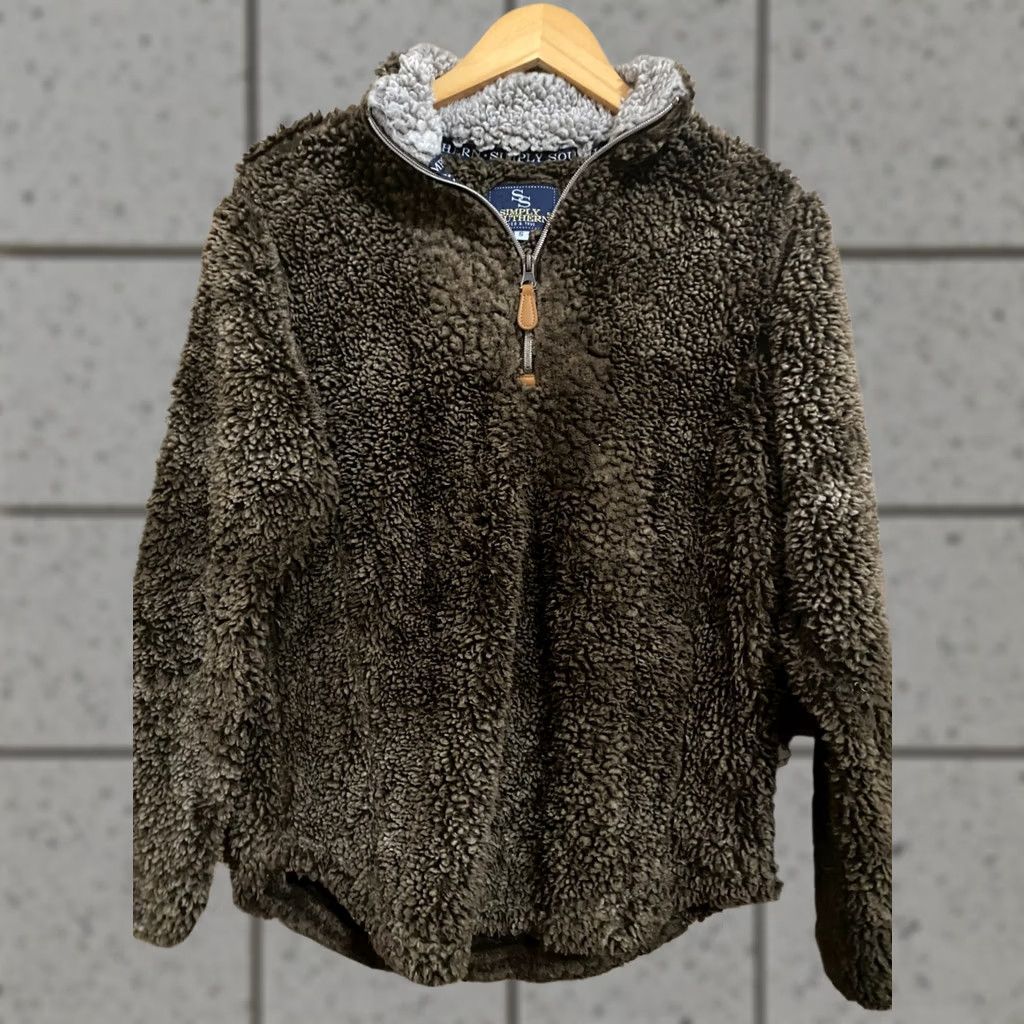 Vintage Simply Southern Pullover 1/4 Zip Brown Size Small Sherpa Snuggly完 Size S / US 4 / IT 40 - 1 Thumbnail