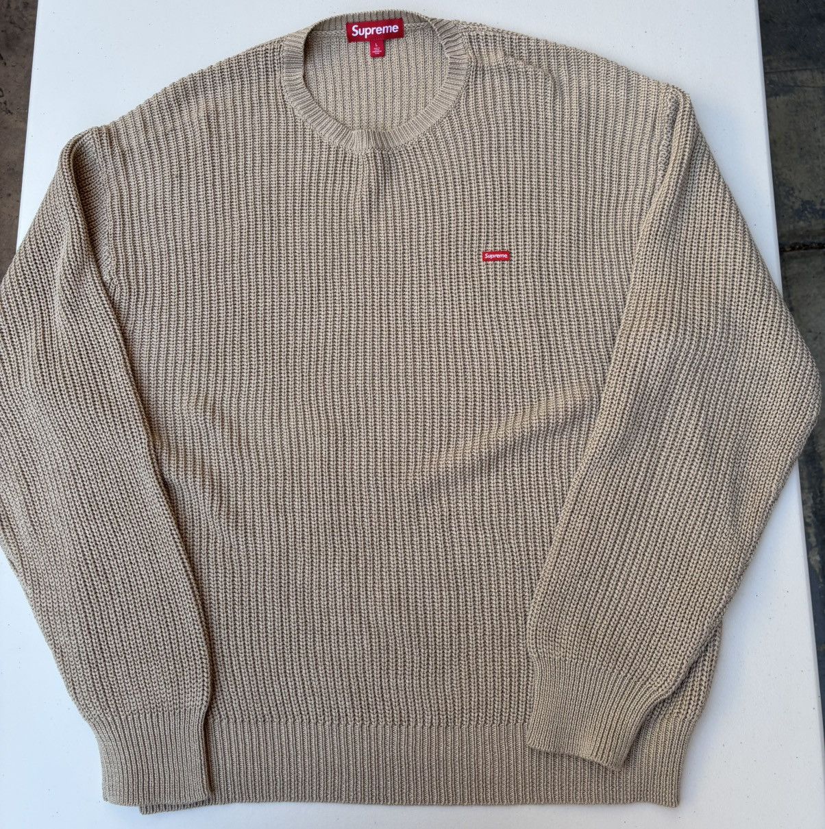 Supreme Flocked Logo Sweater Pink Men's - FW24 - US